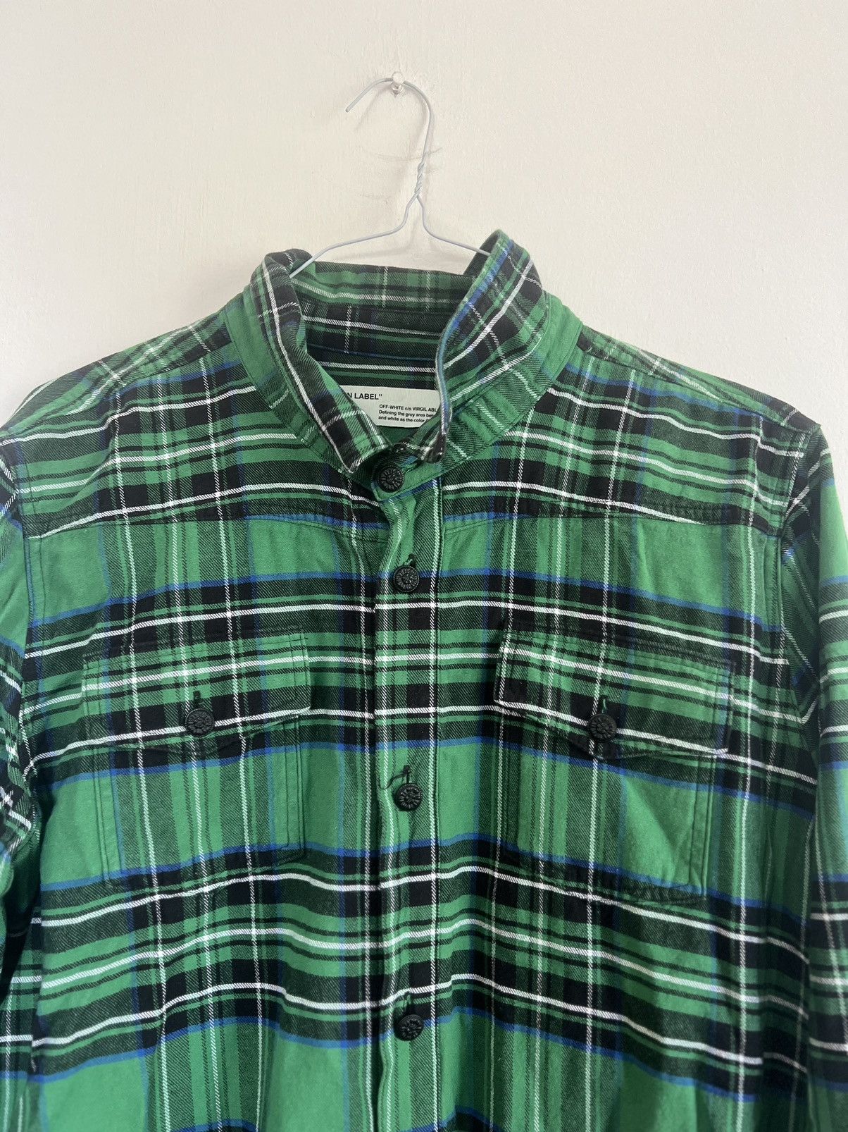 Off-White × Virgil Abloh OFF-WHITE C/O VIRGIL ABLOH GREEN PLAID SPRAY FLANNEL SIZE XL Size US XL / EU 56 / 4 - 7 Thumbnail