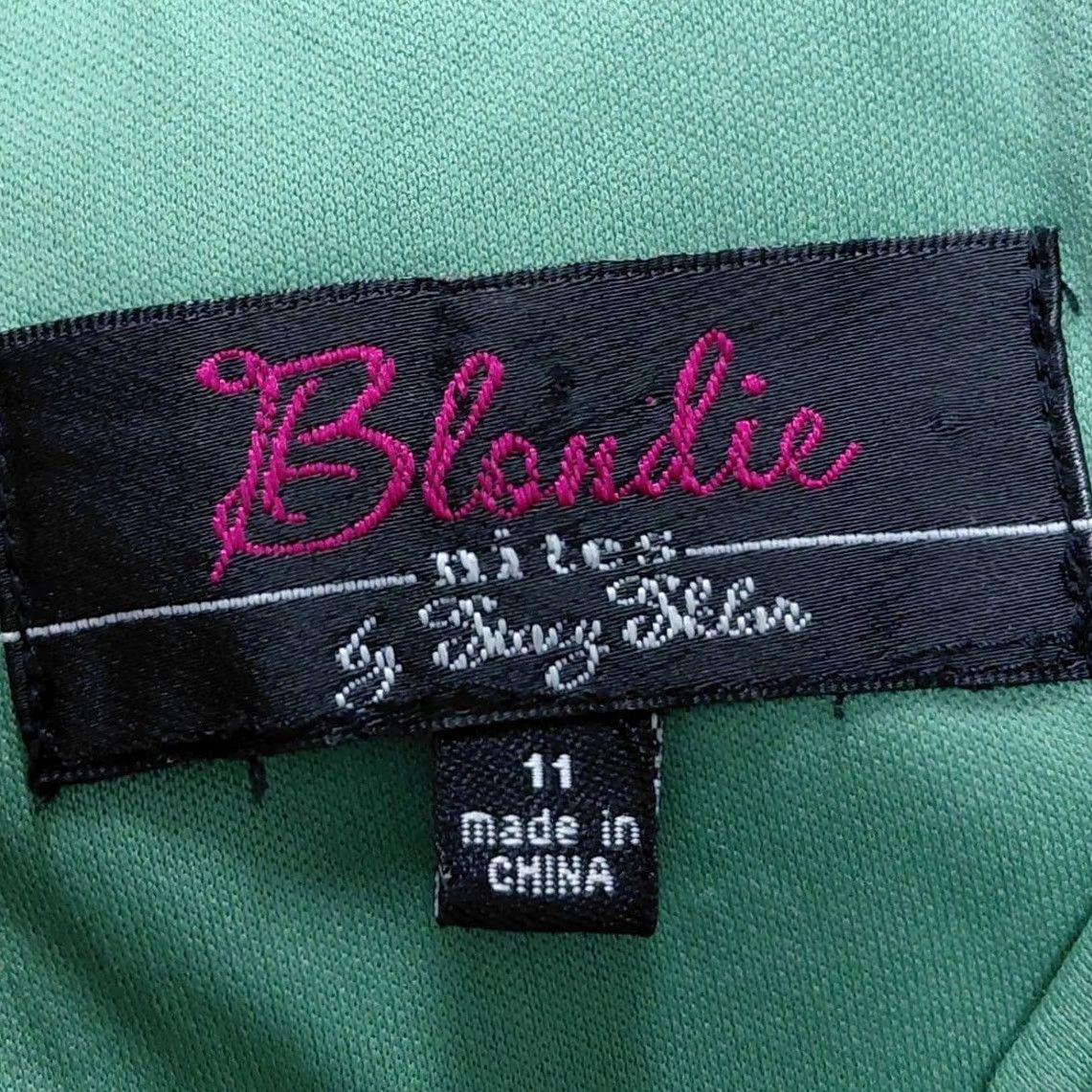 Vintage Blondie Nites by Stacy Sklar Strapless Women Dress Knee Length Green Embroidered Lined Satin/Tulle Mix Formal Party/Cocktail XS? Size L / US 10 / IT 46 - 5 Thumbnail