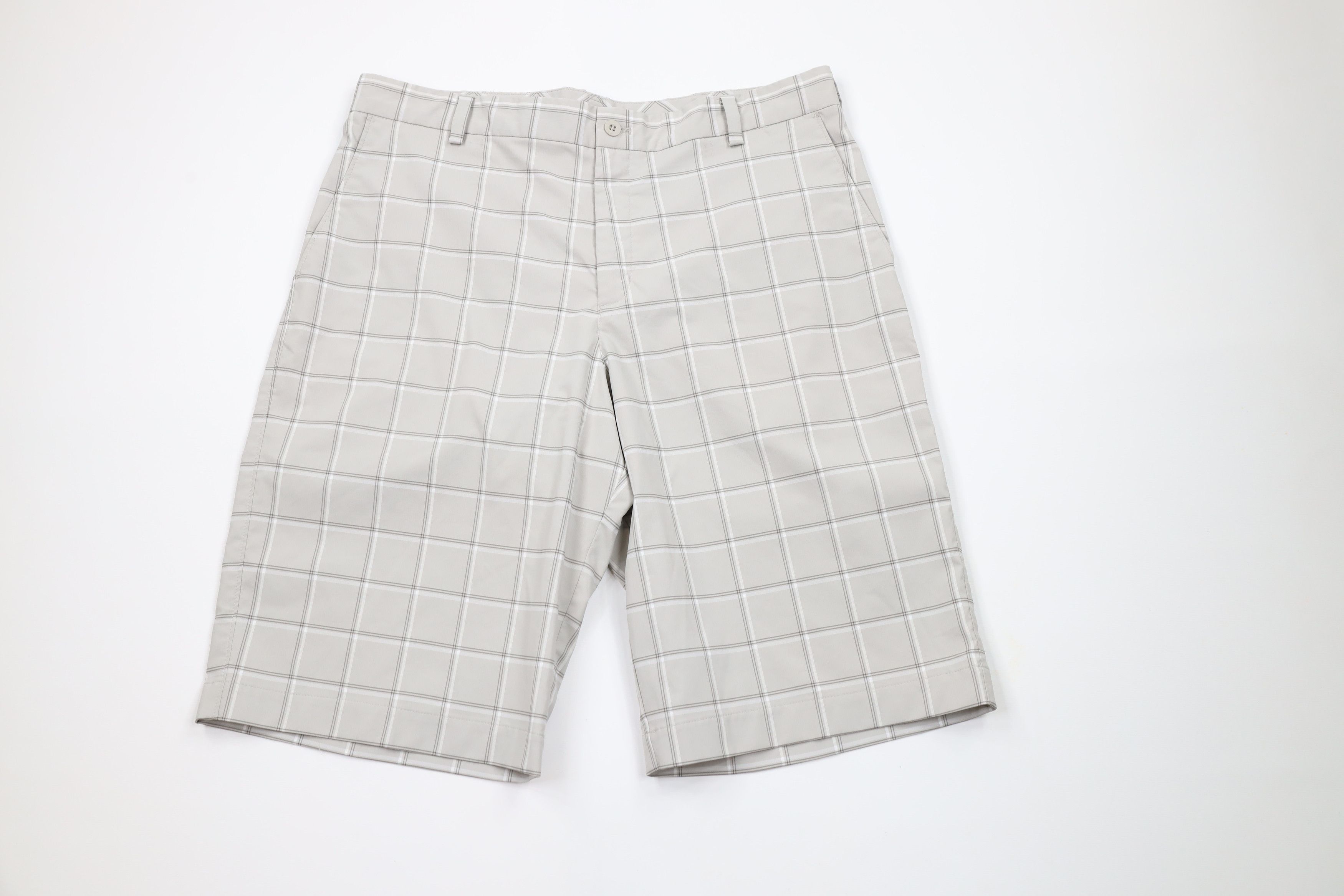 Nike × Vintage Nike Golf Front Golfing Chino Shorts Gray Plaid Polyester Size US 34 / EU 50 - 1 Thumbnail