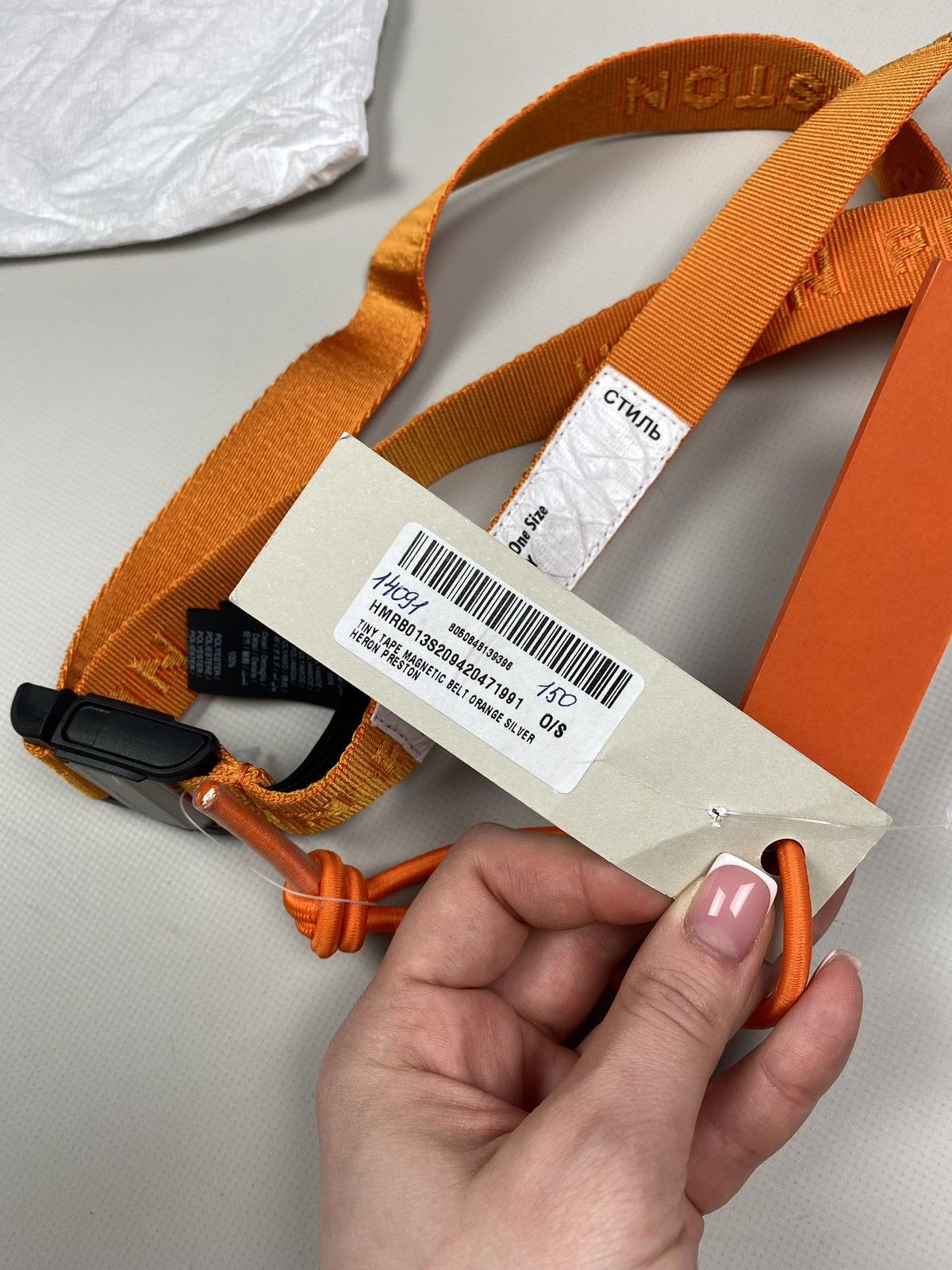 Heron Preston BNWT! Heron Preston Tiny Tape Magnetic Belt One Size Orange Size ONE SIZE - 11 Thumbnail