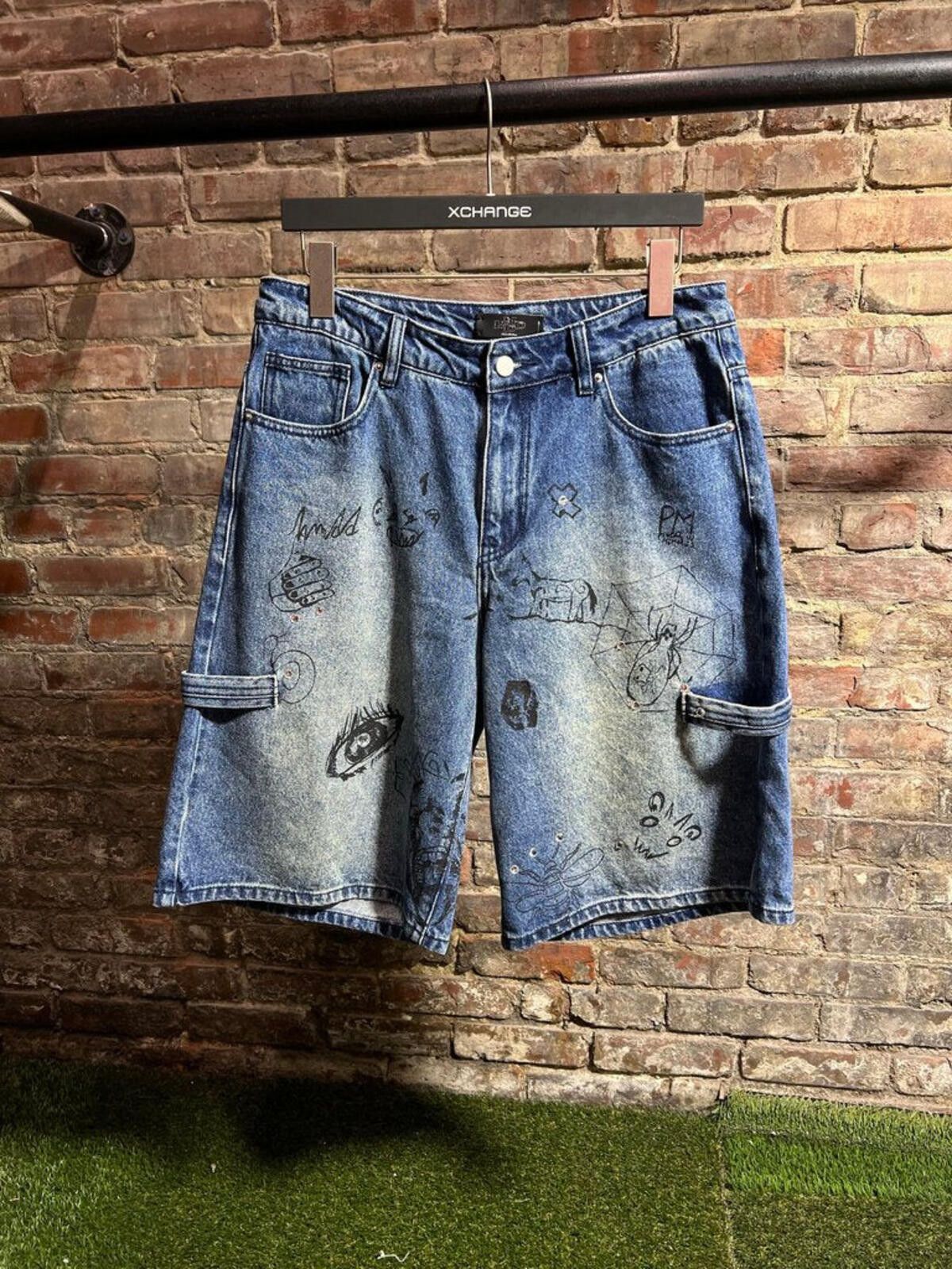HMDD Hmdd Blue Carpenter Crystal Denim Jorts Sz. s Size ONE SIZE - 1 Thumbnail