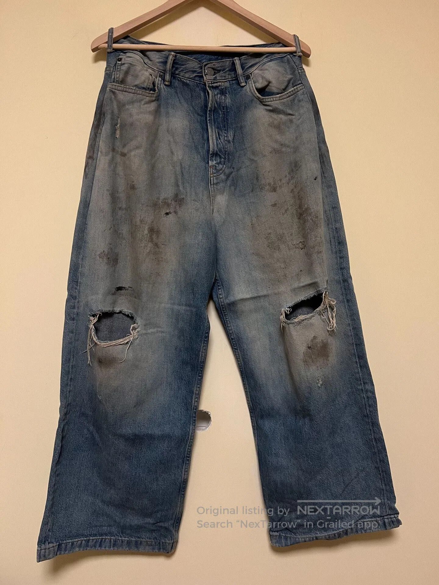 Acne Studios Acne Studios Distressed Denim Wide-Leg Pants. Size US 32 / EU 48 - 5 Thumbnail