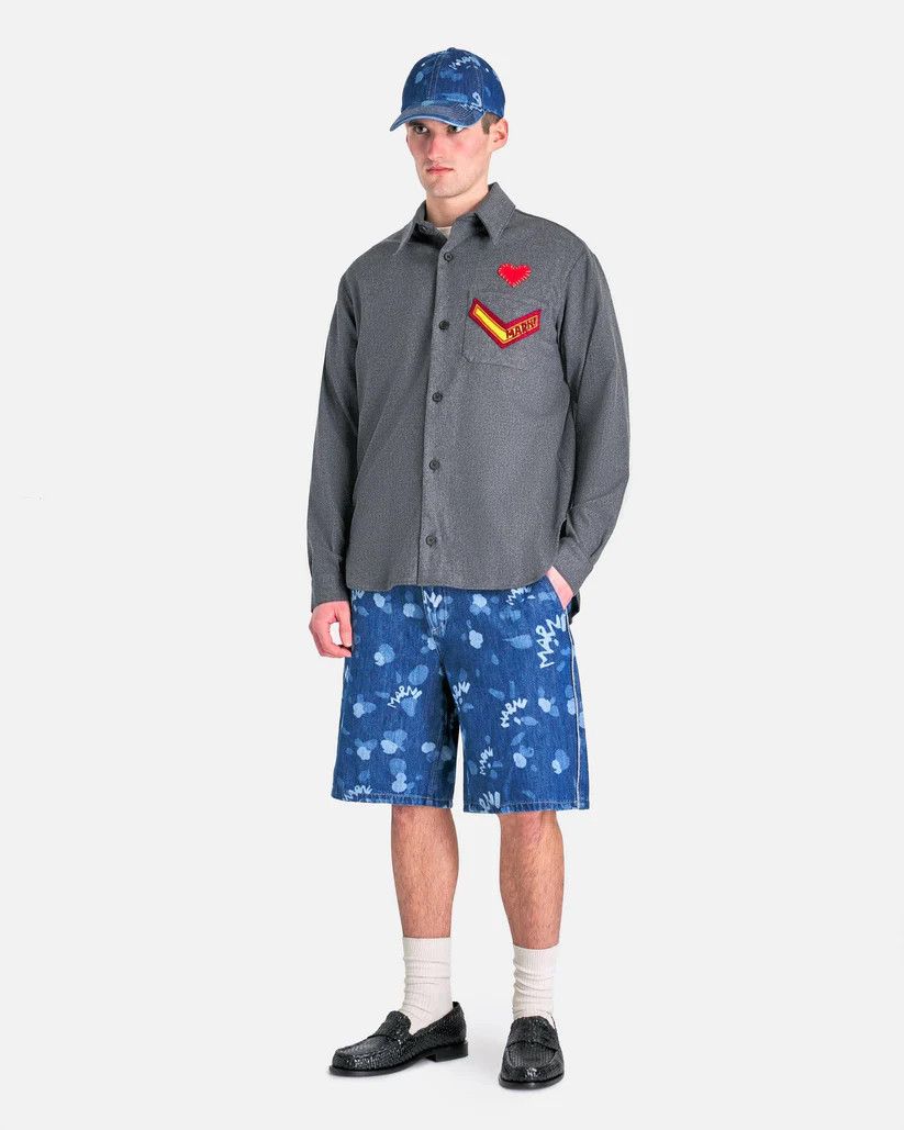 Marni o1s1v1r1oon0925 Compact Wool Flannel Shirt in Grey Size US L / EU 52-54 / 3 - 2 Thumbnail