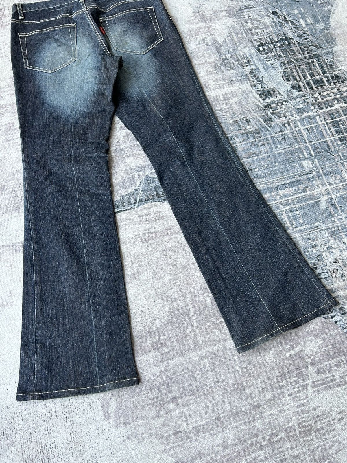 If Six Was Nine Tornado Mart Flared Blue Denim Jeans Size US 31 - 12 Thumbnail