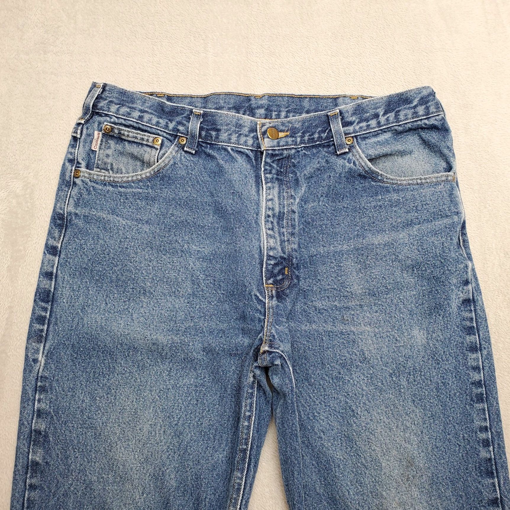 Carhartt VINTAGE Carhartt Jeans Men 38x32 Blue Denim Straight Leg Relaxed Fit Faded Casual Pants Size US 38 / EU 54 - 3 Thumbnail