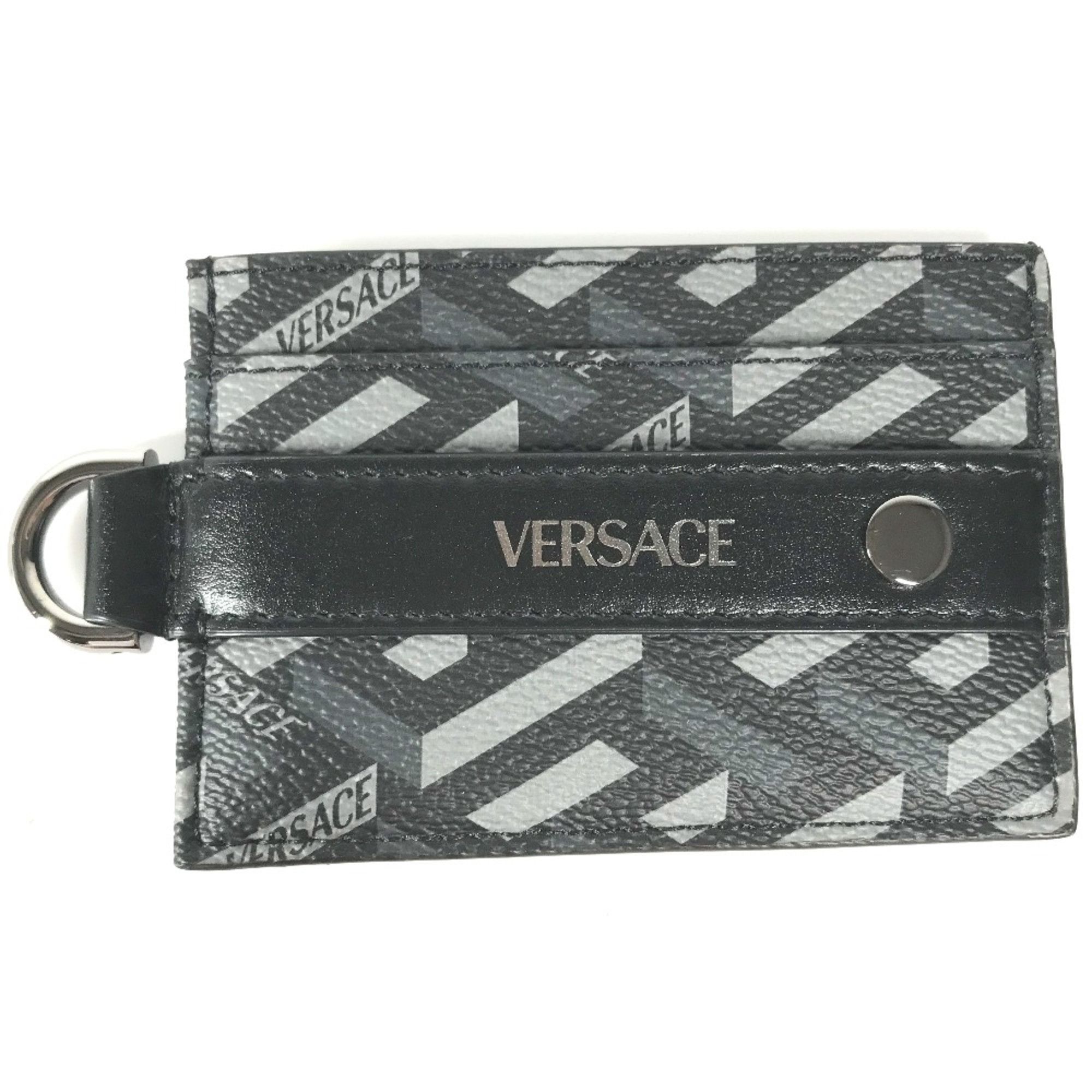 Versace Versace With D-ring Business Card Holder Pass Case Card Case Black gray Size ONE SIZE - 1 Thumbnail