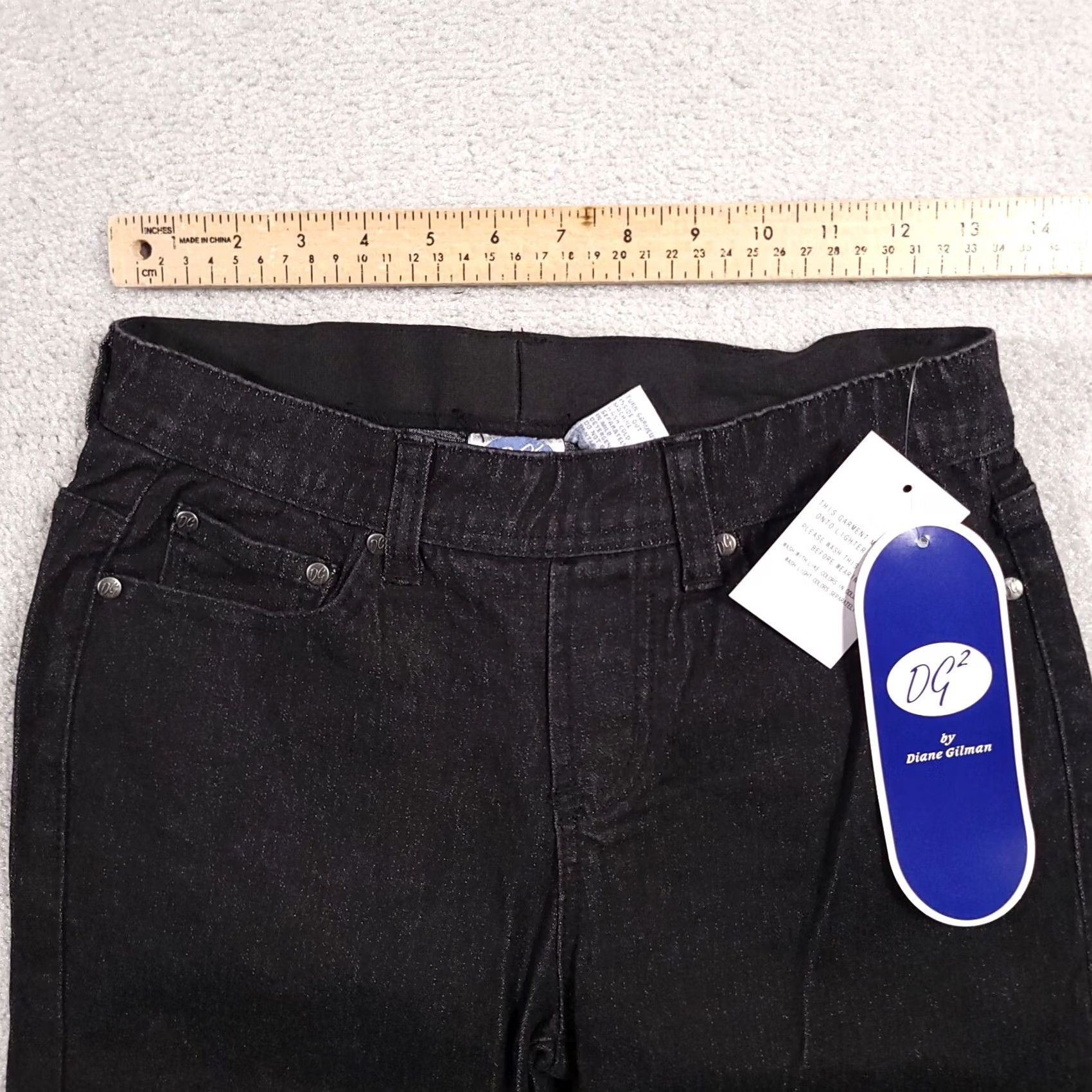 Denime DG2 Diane Gilman Pull On Jeans Women's PXS Black Stretch Denim Skinny Pants Size 26" / US 2 / IT 38 - 3 Thumbnail