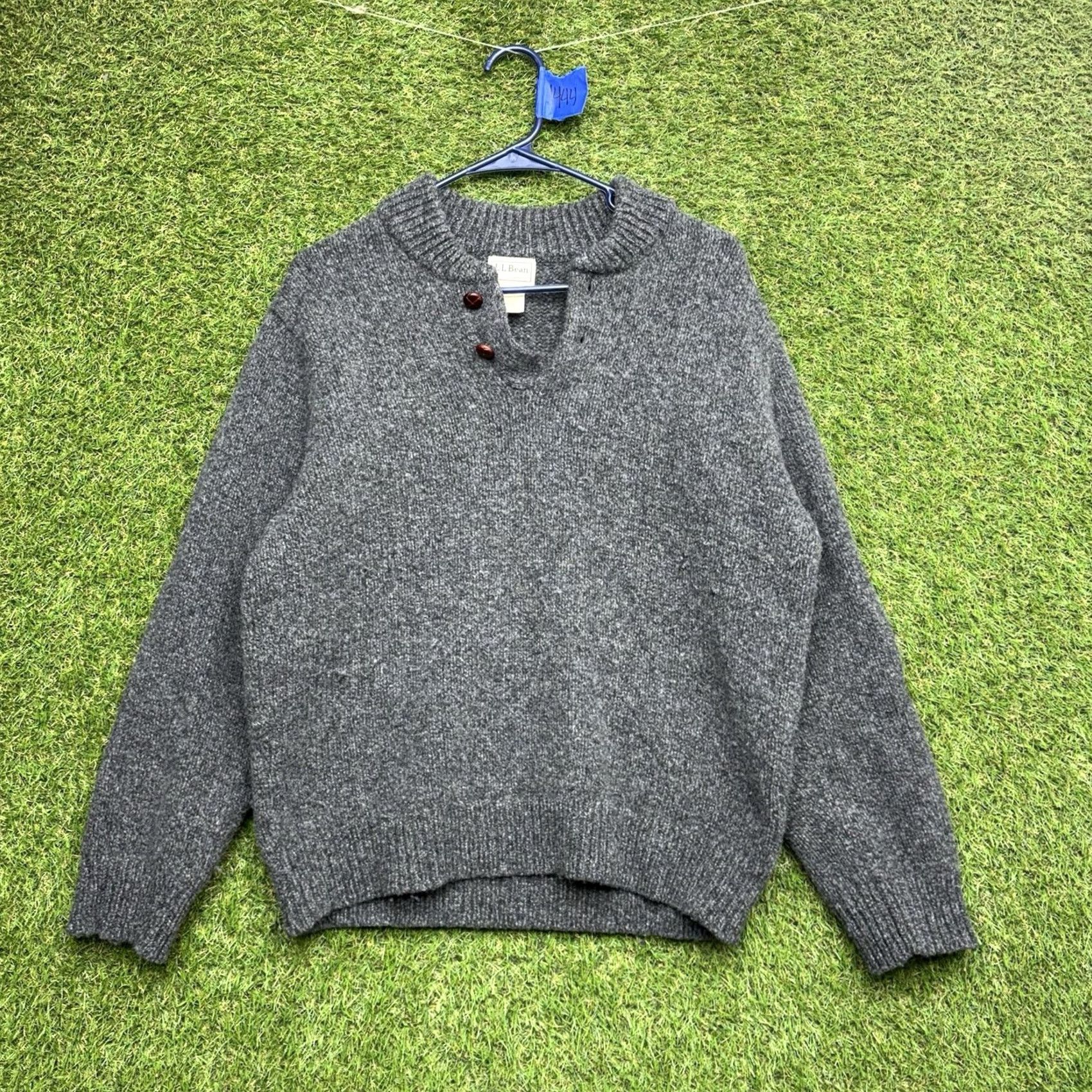 Vintage VINTAGE L.L.Bean Sweater Mens Large Lambswool Knit Crew Neck 90s Slim Fit Gray Wool Pullover Shirt? Size US L / EU 52-54 / 3 - 2 Thumbnail