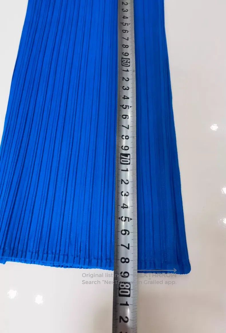 Issey Miyake Issey Miyake size:3 Royal Blue Shiny Straight-Leg Pants Size 22" - 3 Thumbnail
