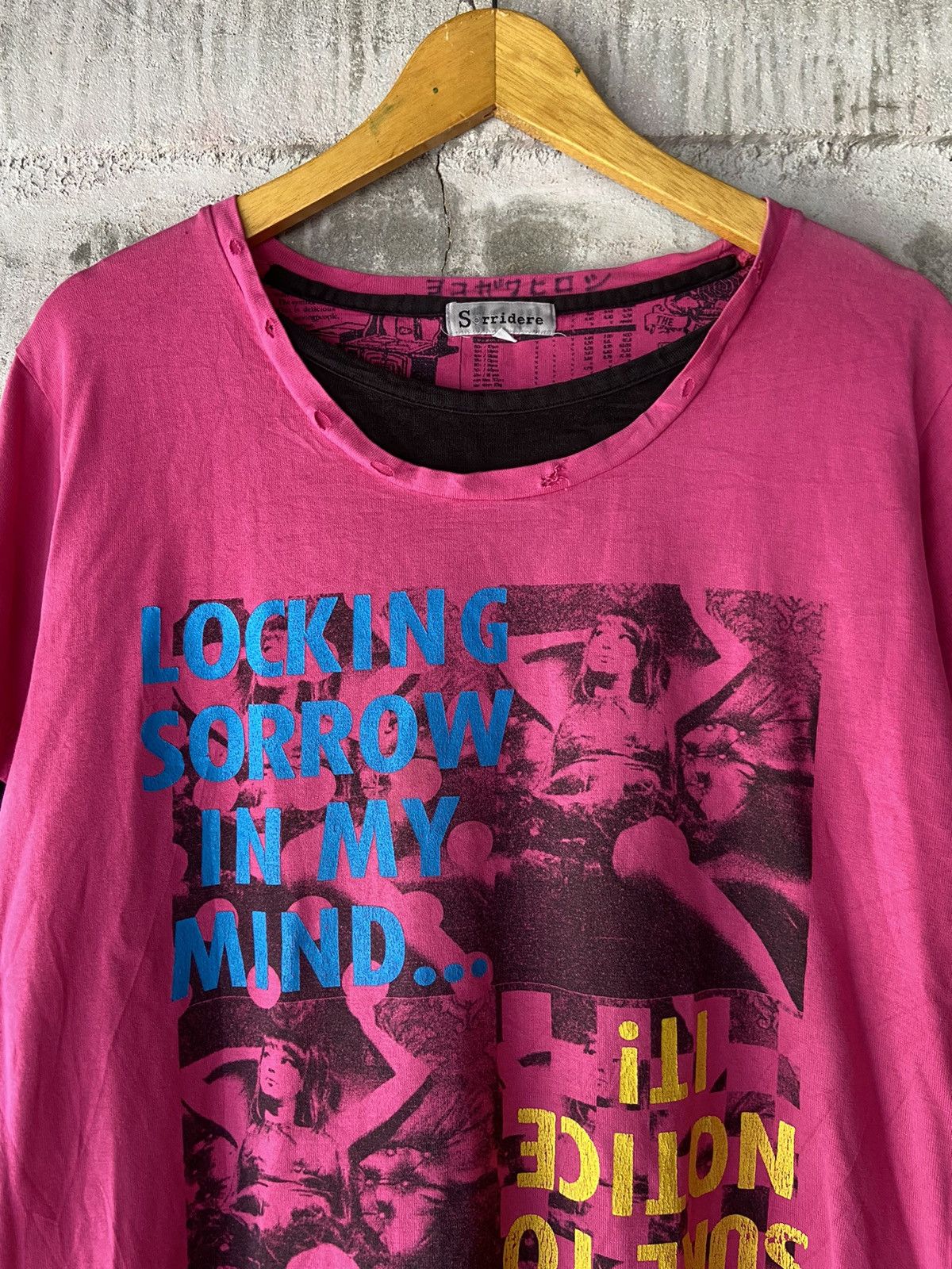 Beauty Beast × Hysteric Glamour × Japanese Brand LOCKING SORROW IN MY MIND DISTRESSED DOUBLE LAYER TEE Size US M / EU 48-50 / 2 - 8 Thumbnail