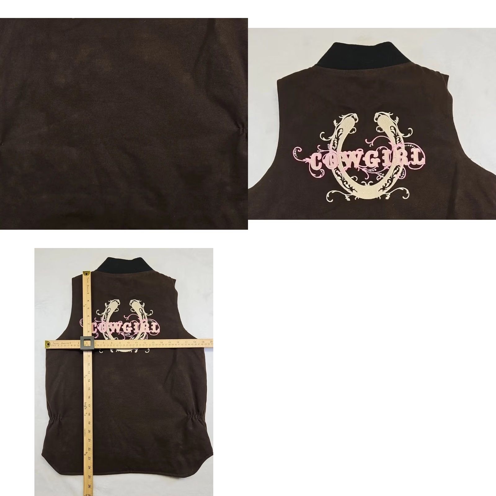Vintage VINTAGE Y2K Cowgirl Western Zip Vest Brown Horseshoe Graphic Ransom Ranch Size M Women Embroidered Cotton Zip Vest Western Mens Women Girls? Size M / US 6-8 / IT 42-44 - 8 Thumbnail