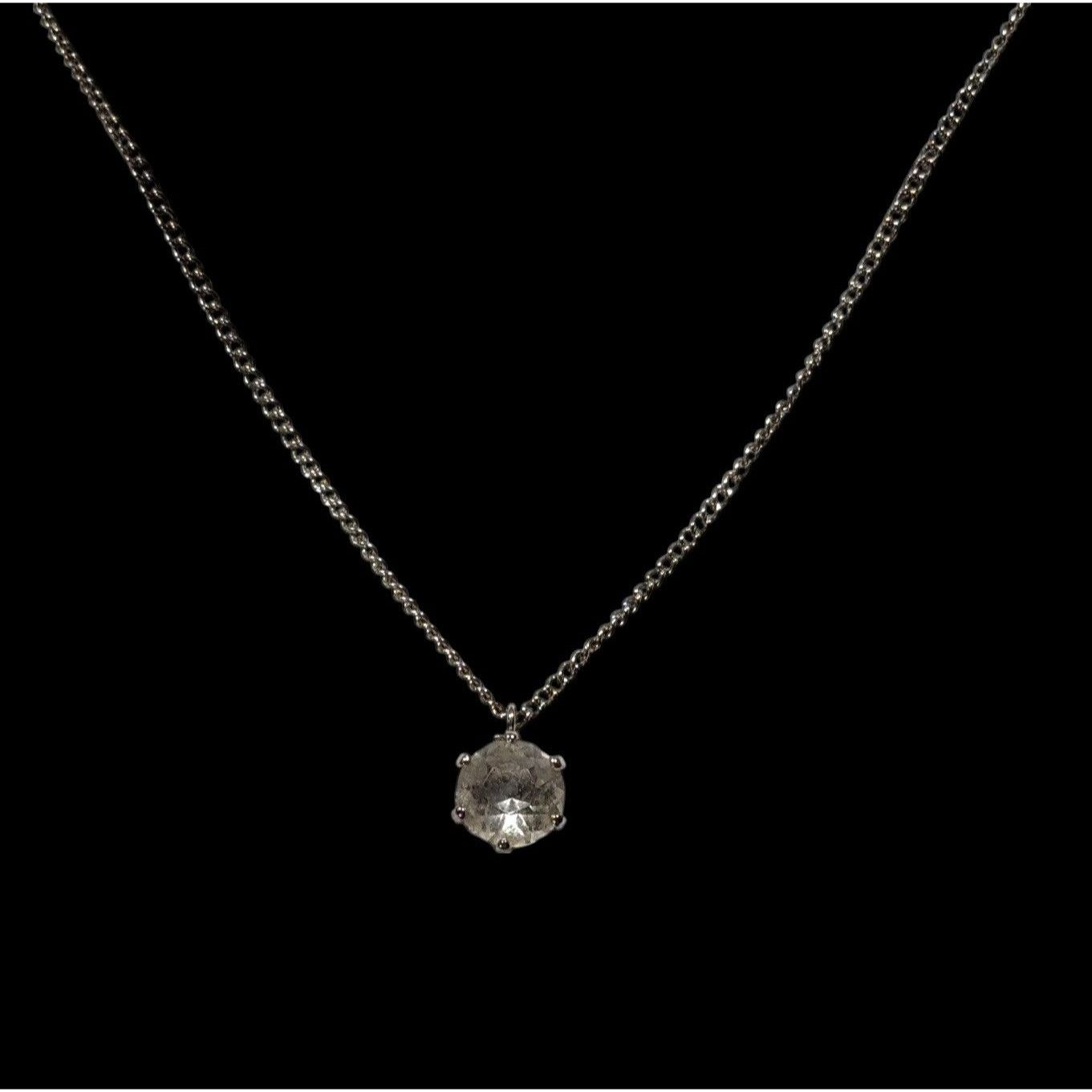 Other Minimalist Clear Gemmed Silver Tone Pendant Necklace Size ONE SIZE - 2 Thumbnail