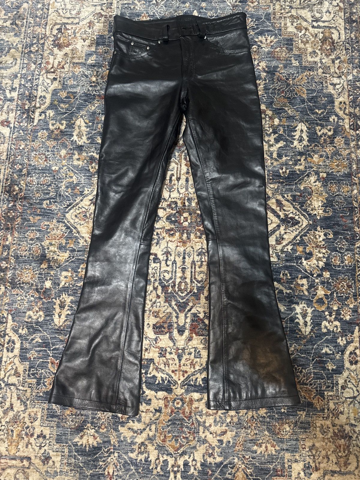 NYRVA NYRVA Black leather flared pants Size US 32 / EU 48 - 1 Thumbnail