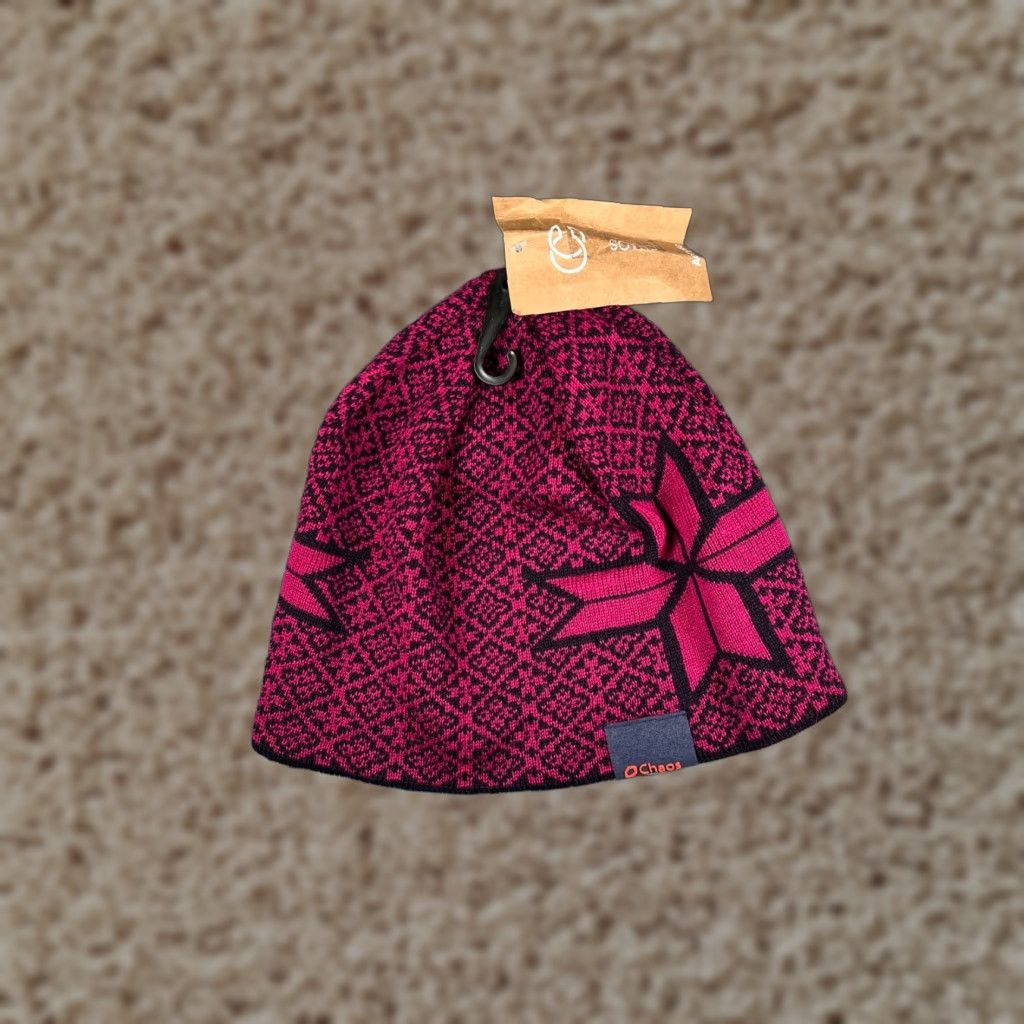 Vintage Chaos Beanie Adult One Size Pink Fair Isle Knit Acrylic Wool Blend Ski Outdoor Mens Size ONE SIZE - 1 Thumbnail