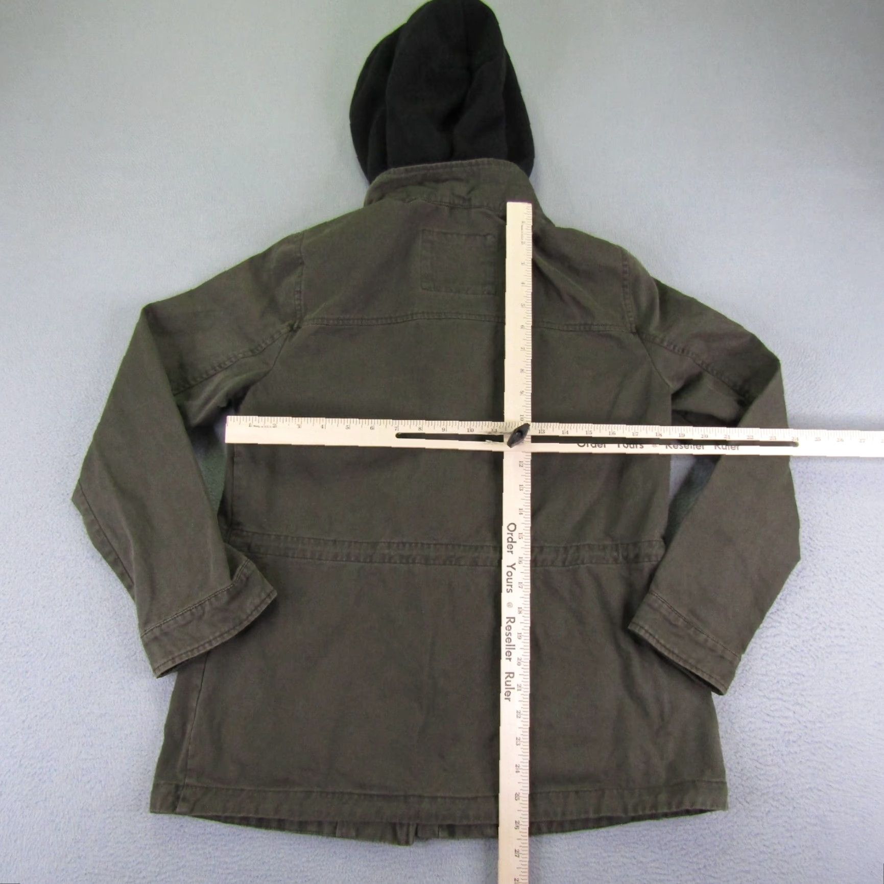 Levi's Levis Jacket Womens Medium Green Twill Field Chore Coat Removable Hood Zip Snap Size M / US 6-8 / IT 42-44 - 7 Thumbnail