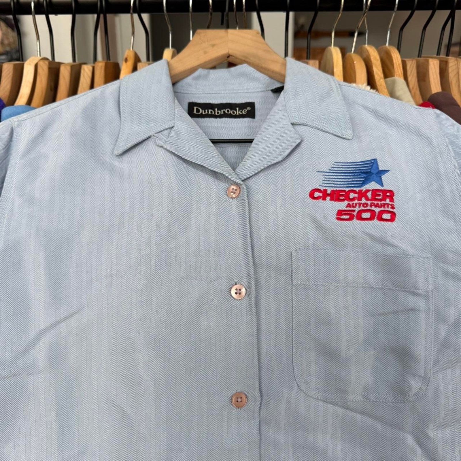 Other Vintage Y2K Womens Checker Auto Parts Silky Button Up Shirt Size S / US 4 / IT 40 - 2 Thumbnail