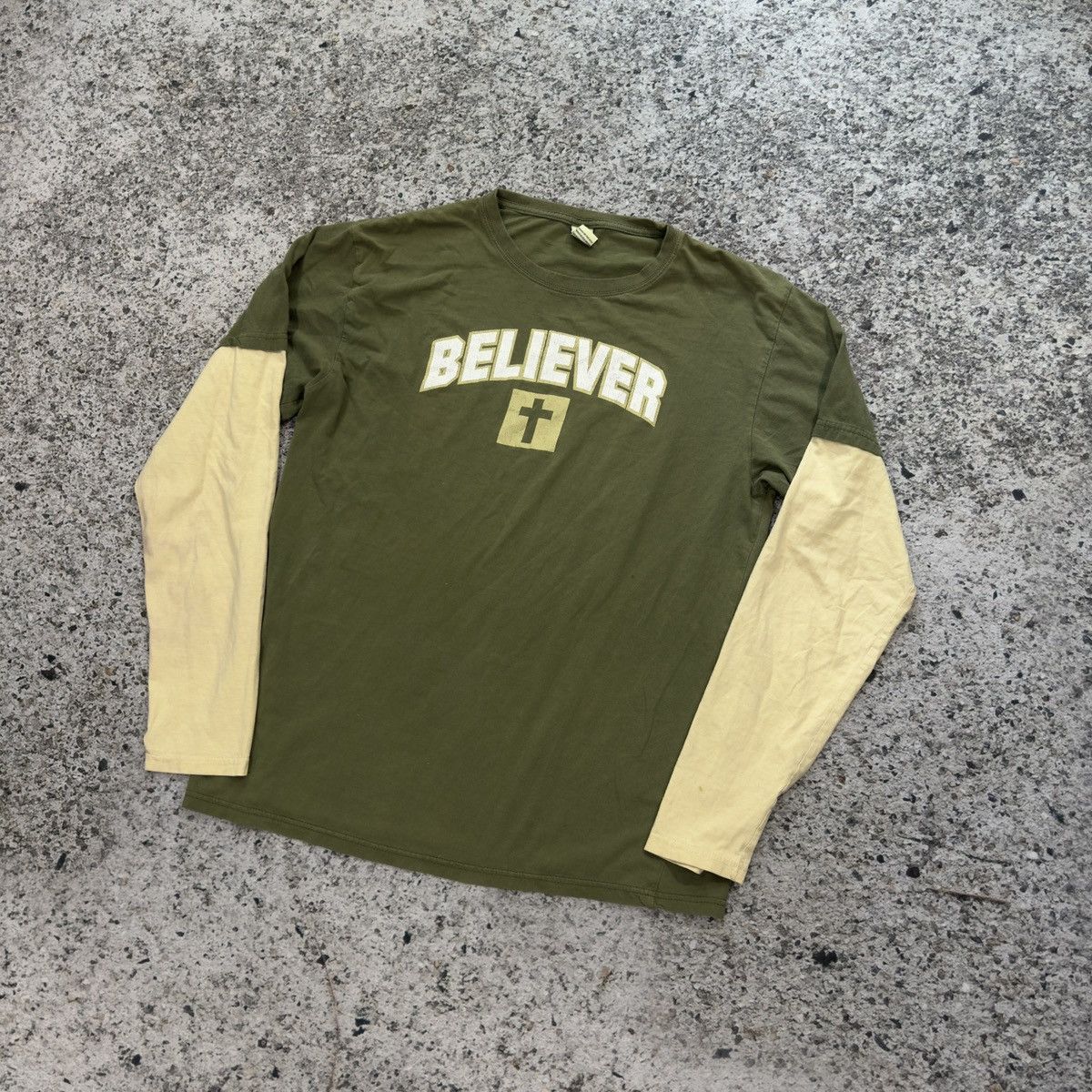 Vintage Believer Jesus God Double Layer Longsleeve Shirt ERD Grunge Size US L / EU 52-54 / 3 - 6 Thumbnail
