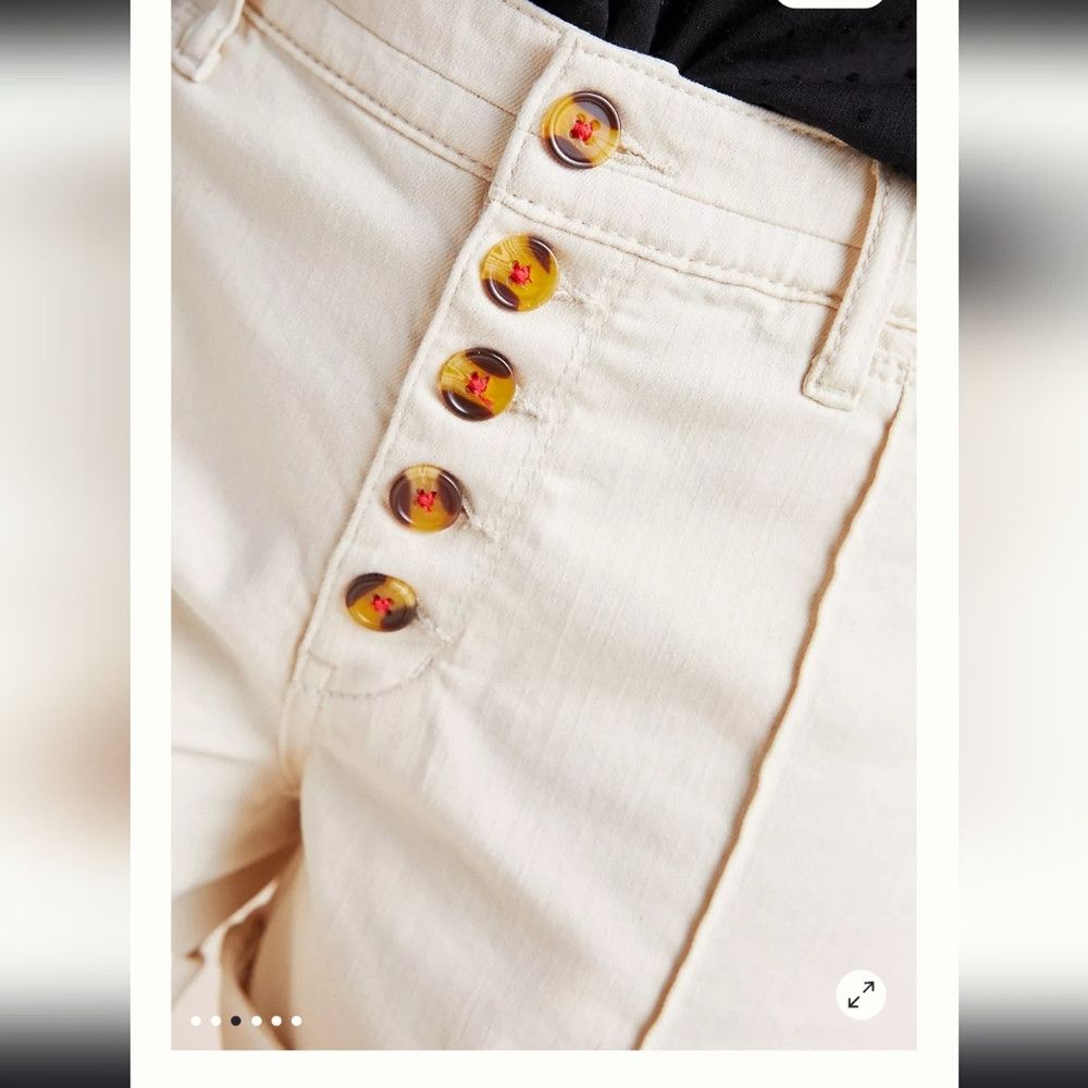 Anthropologie ANTHRO | Pilcro High-Rise Slim Boyfriend Denim Shorts Cream Size 28" / US 6 / IT 42 - 3 Thumbnail