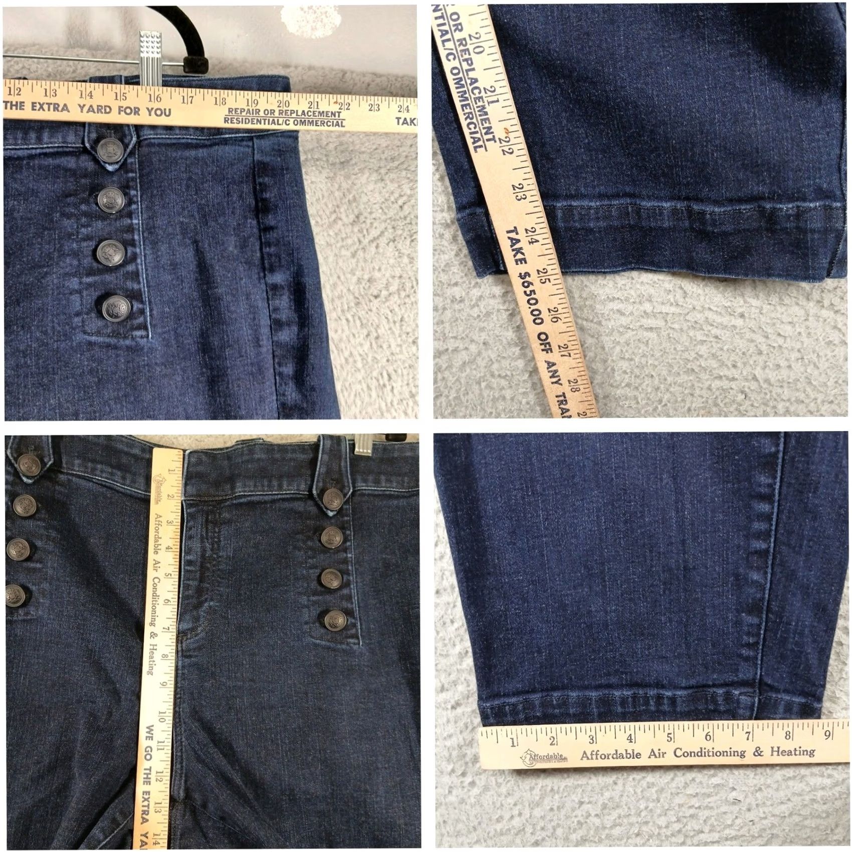 Talbots VINTAGE? No. Talbots Sailor Jeans Womens 20W Dark Wash Cropped Button Front Trousers Size 42" / US 20 - 6 Thumbnail
