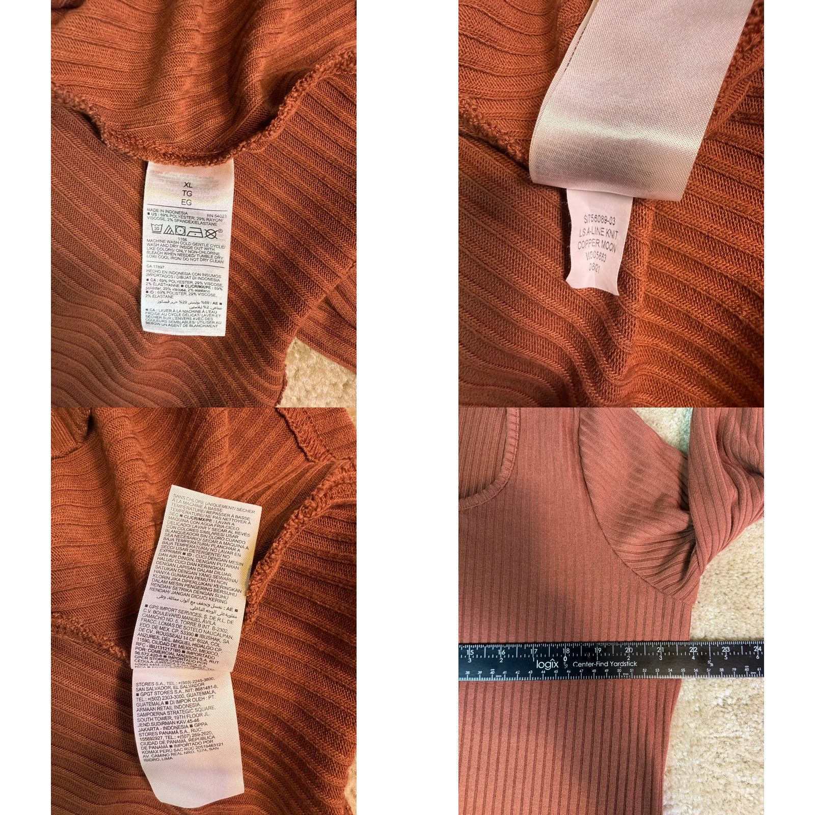 Old Navy OLD NAVY Women's Dress Long Sleeve Ribbed Knit Polyester Blend Orange XL EUC Size XL / US 12-14 / IT 48-50 - 8 Thumbnail