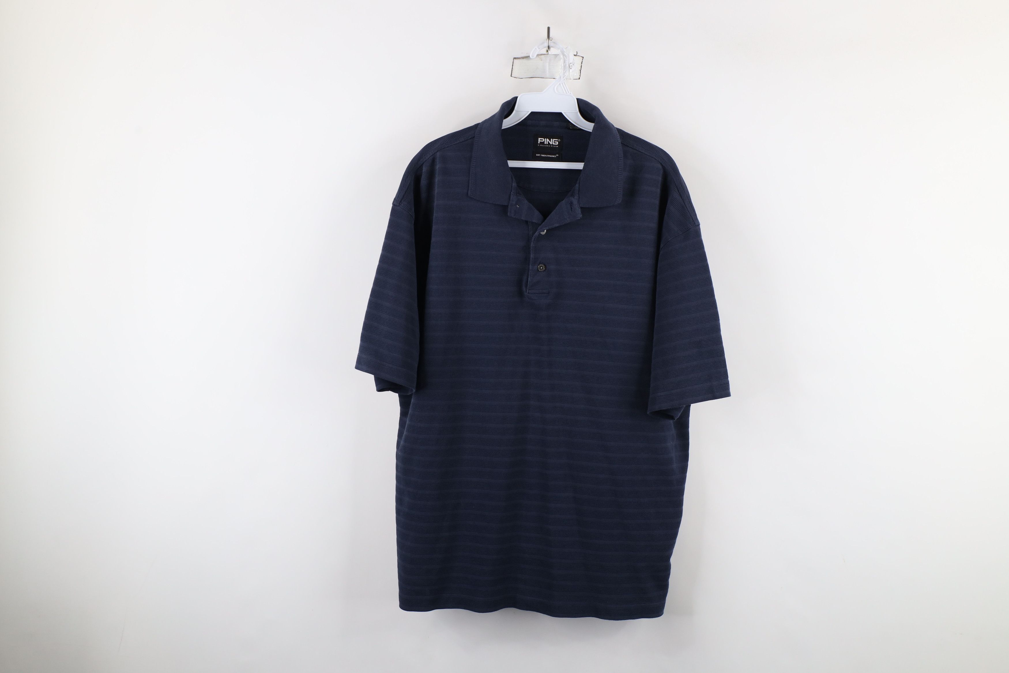 PING × Vintage Vintage 90s Ping Golf Striped Collared Polo Shirt Navy Blue Size US L / EU 52-54 / 3 - 1 Thumbnail