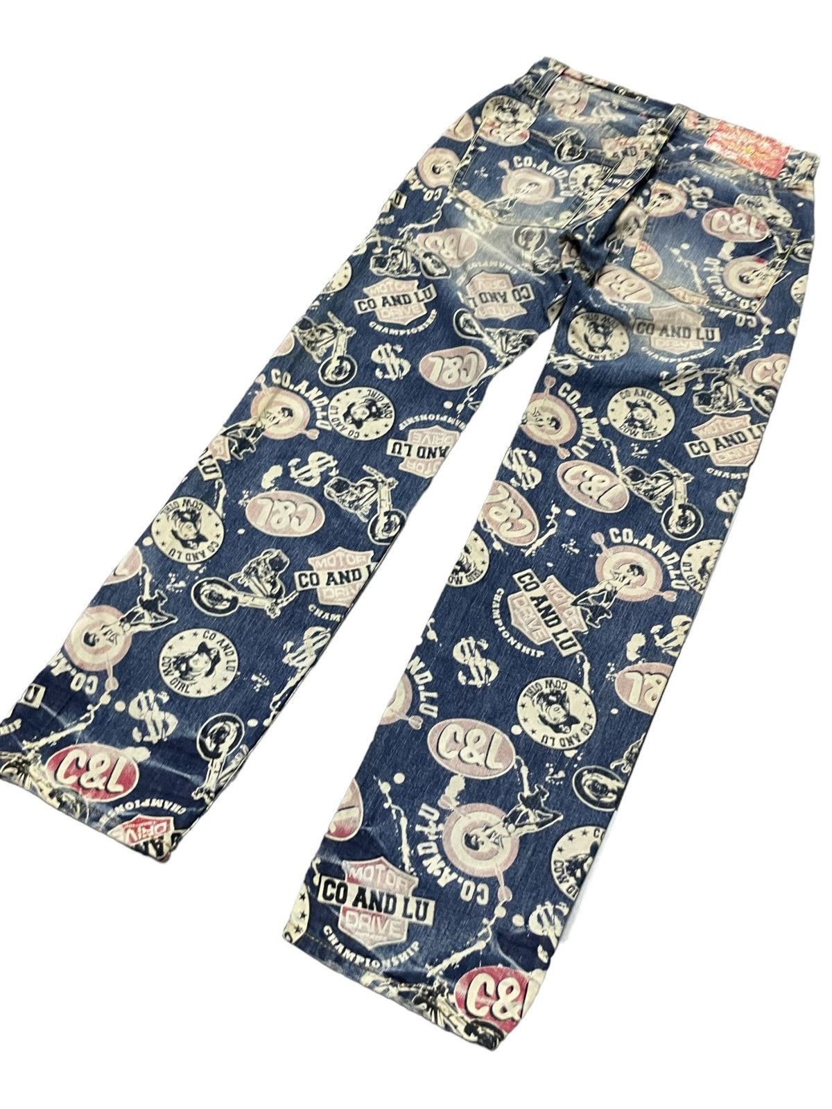 14th Addiction × Hysteric Glamour Co & Lu Japan AOP 666 Hysteric Glamour Styled Denim Pants Size US 29 - 7 Thumbnail
