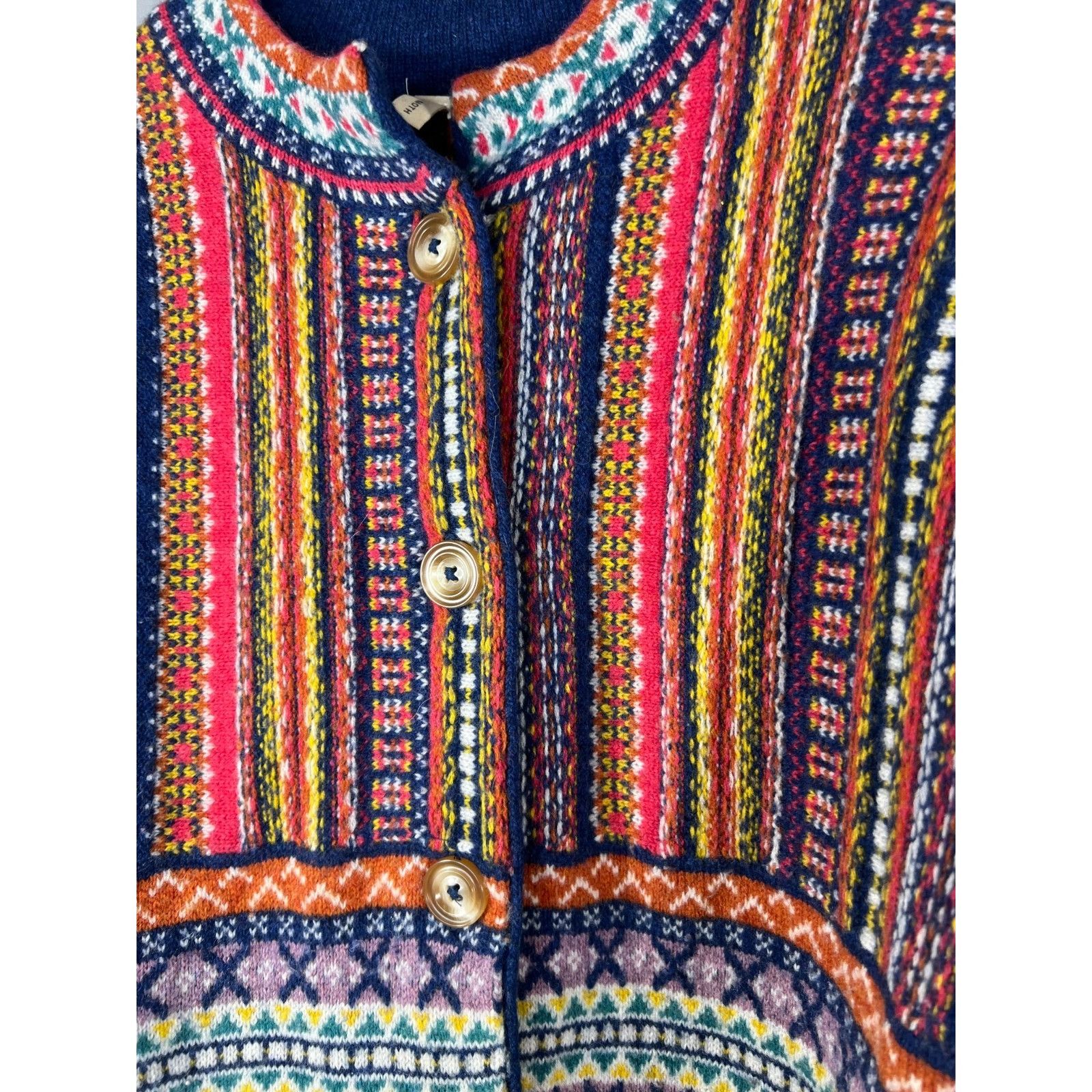 Anthropologie Anthropologie Moth Livia Intarsia Fair Isle 100% Wool Cardig Size S / US 4 / IT 40 - 4 Thumbnail