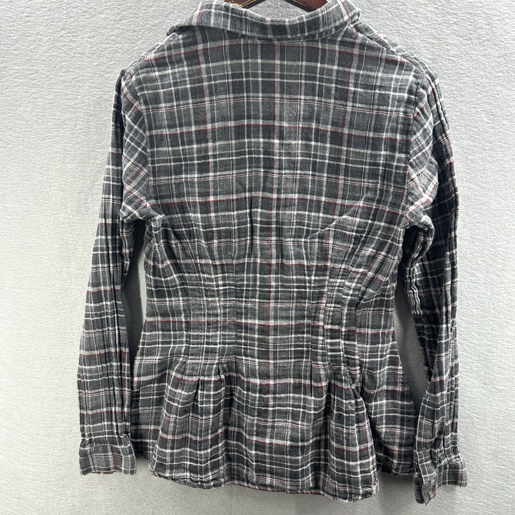 Opening Ceremony Opening Ceremony Peplum Blouse Womens Large Gray Plaid Muslin Quiet Luxury Cottage Size L / US 10 / IT 46 - 5 Thumbnail