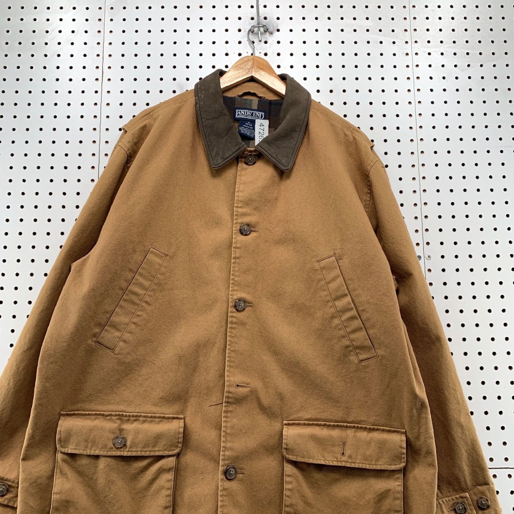 Lands' End VINTAGE Lands End Coat Mens XL Brown Canvas Barn Chore Flannel Plaid Leather Size US XL / EU 56 / 4 - 5 Thumbnail