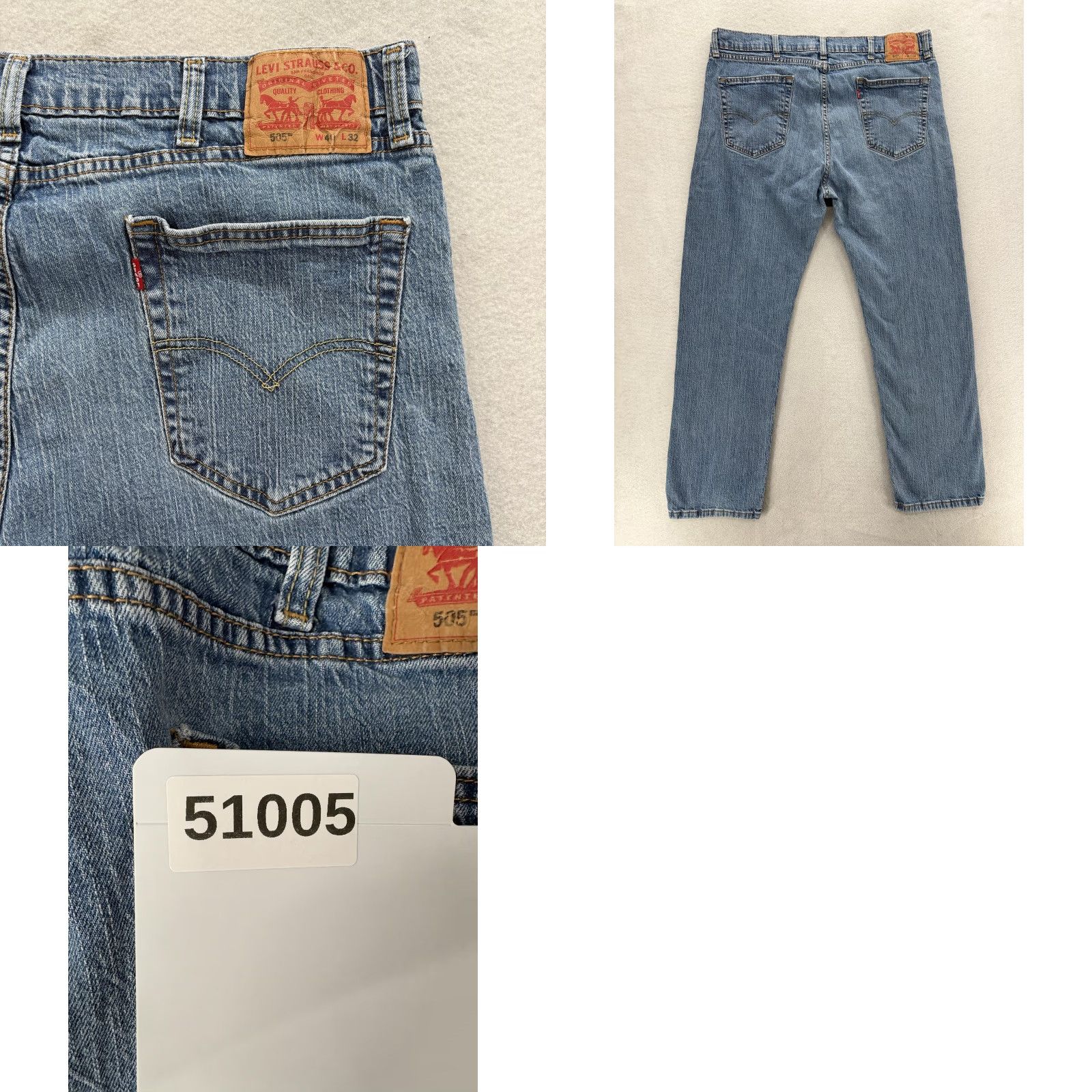 Levi's Levi's 505 Jeans Mens 40x32 Blue Medium Wash Regular Straight Stretch Denim Pants Size US 40 / EU 56 - 9 Thumbnail