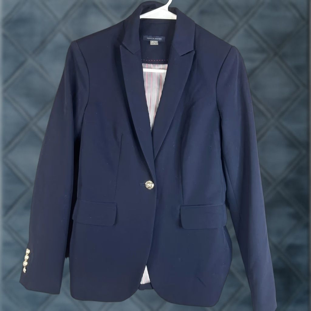 Tommy Hilfiger Tommy Hilfiger Blazer Womens 0 Navy One-Button Lined Gold Button Workwear Shirt (Corrected: Blazer is category) Size XS / US 0-2 / IT 36-38 - 1 Thumbnail