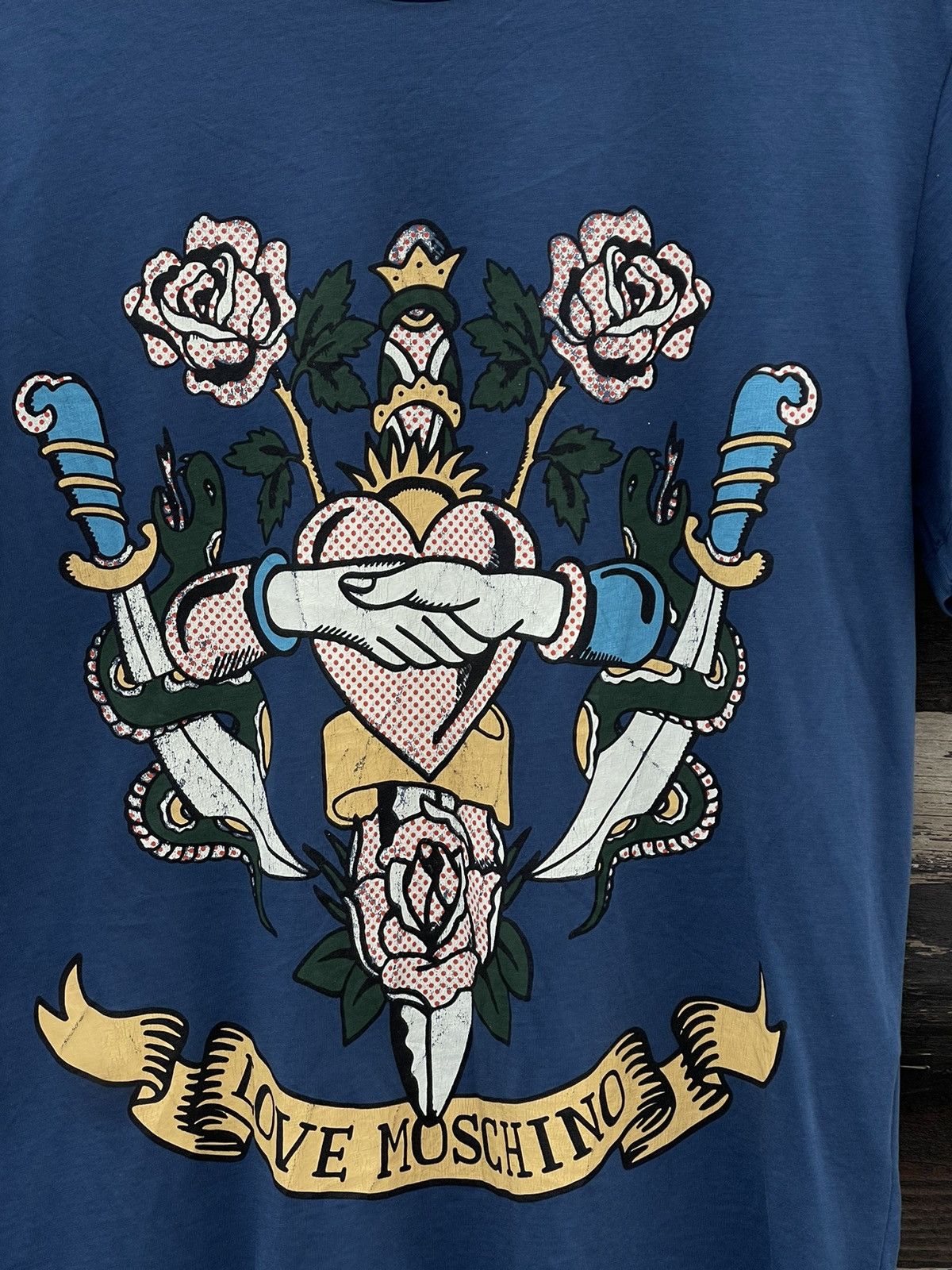 Ed Hardy × Moschino Love Moschino ed hardy style blue print t-shirt Size US M / EU 48-50 / 2 - 5 Thumbnail