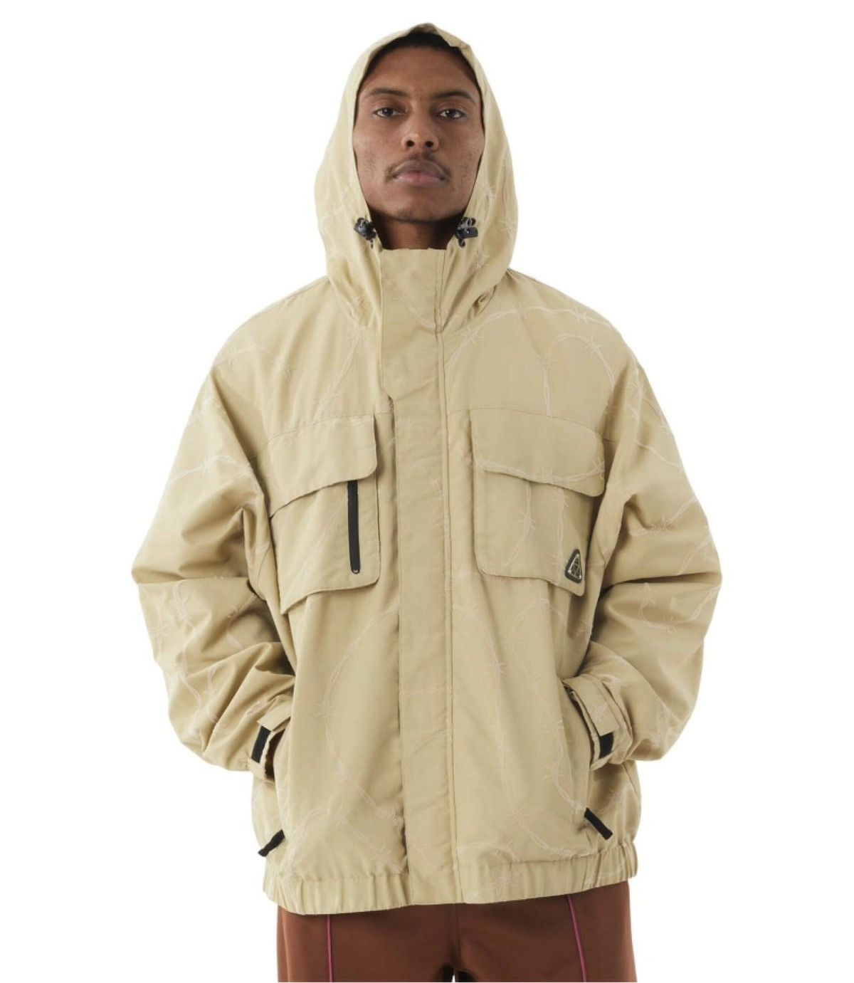 Huf HUF Barbed Wire Jacket Beige Hooded Streetwear UtilityJacket Size US L / EU 52-54 / 3 - 1 Thumbnail