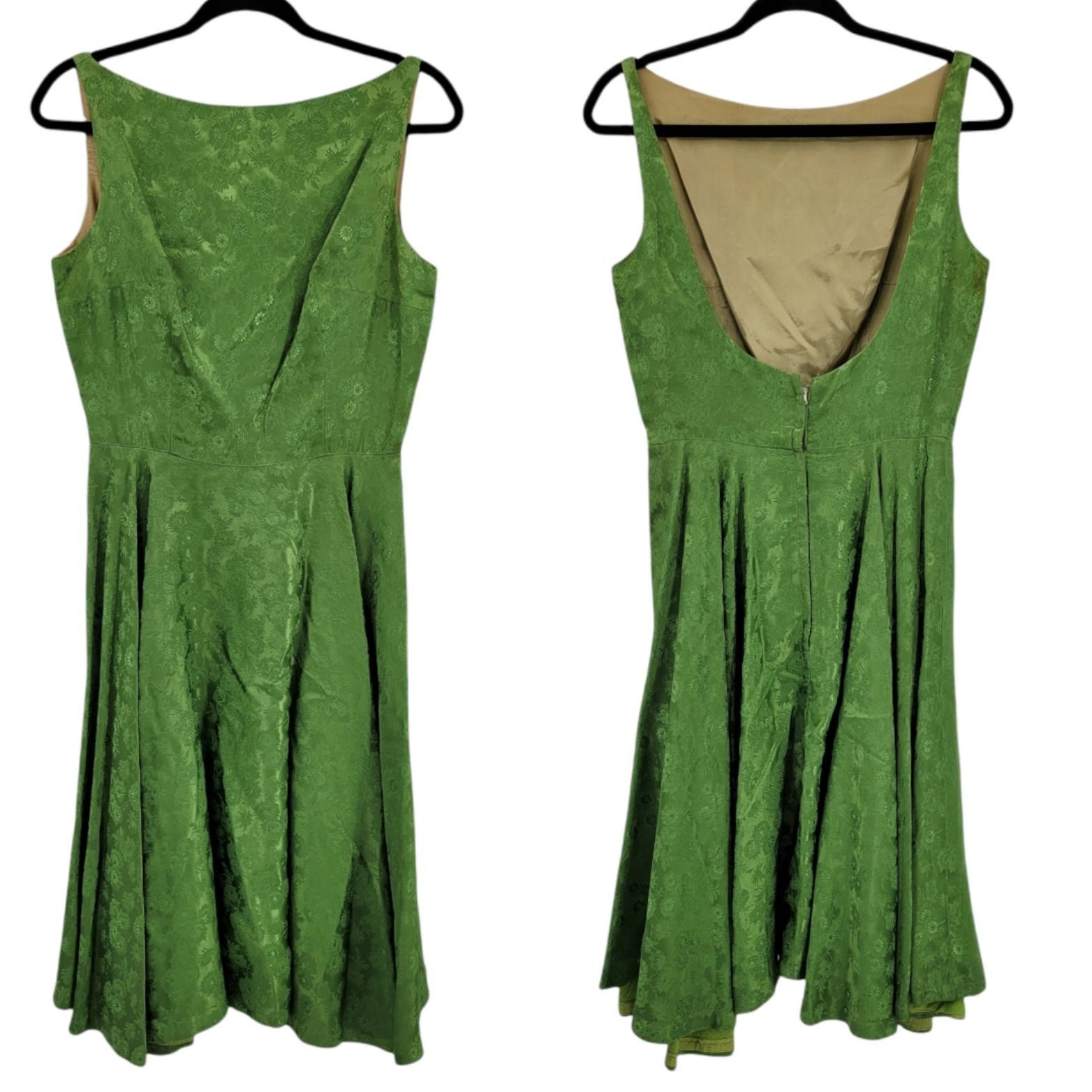 Vintage 50's Jay Herbert Midi Dress Sz S Avocado Brocade Boat Neck O Size S / US 4 / IT 40 - 3 Thumbnail