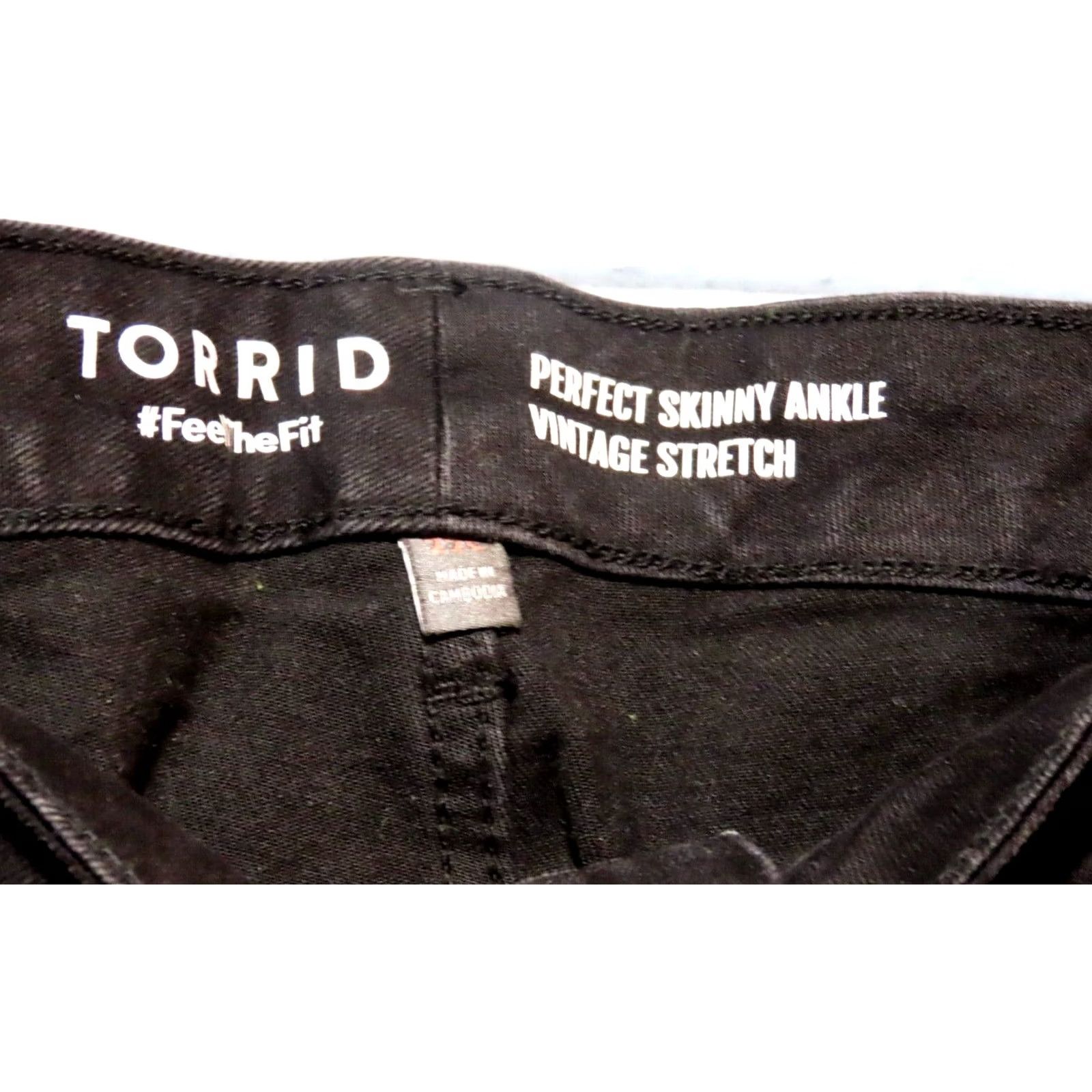 Torrid Torrid Black Denim Perfect Skinny Ankle Jeans Womens 22S Slim Fit Regular Inseam 22.5" 5-Pocket Stretch Vintage Style 90s Bohemian City Size 40" / US 18 - 4 Thumbnail