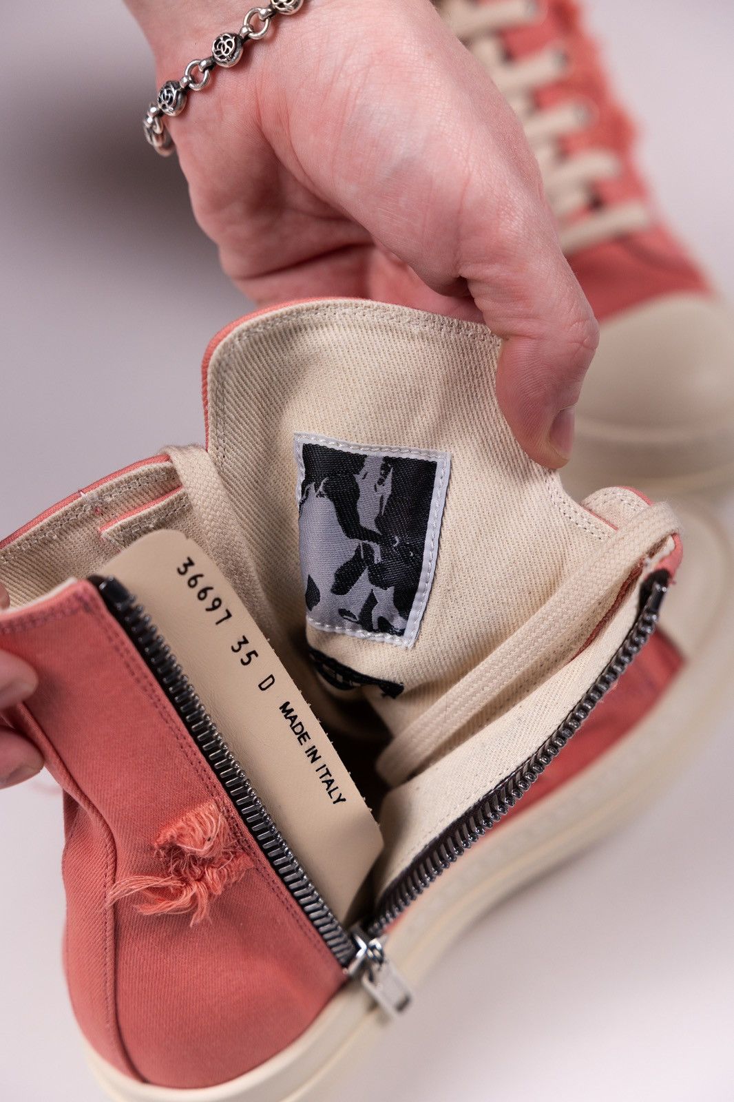 Rick Owens × Rick Owens Drkshdw Rick Owens DRKSHDW Slashed High Top Sneakers Size US 5 / IT 35 - 9 Thumbnail