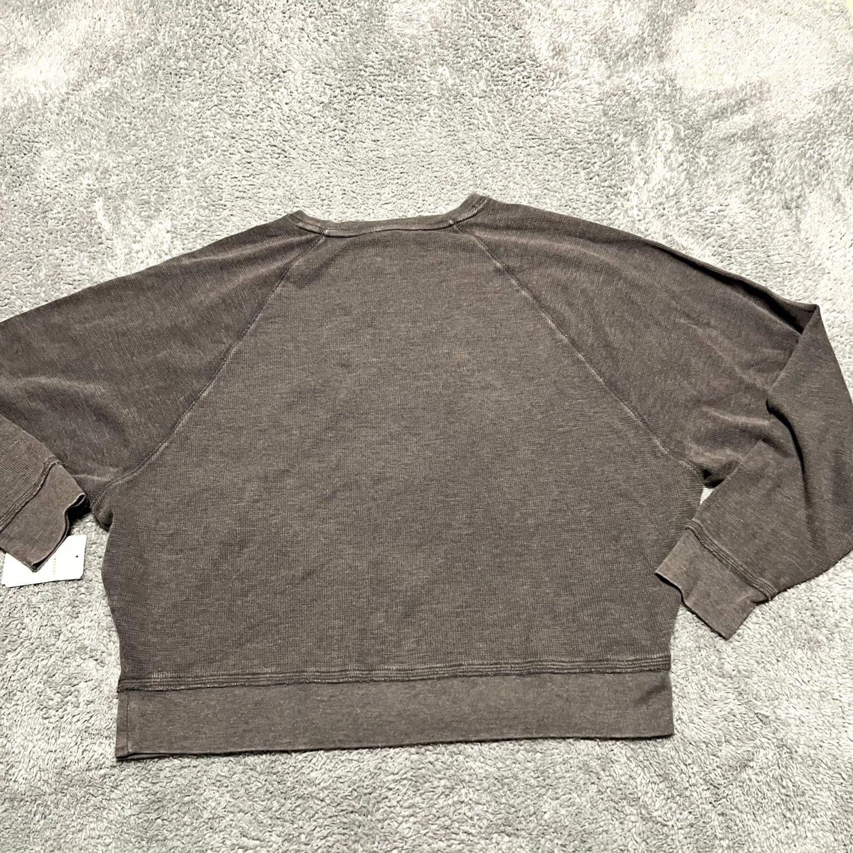 Lucky Brand Lucky Brand Shirt Womens Large Raglan Waffle Long Sleeve Gray Crop L Womens Size L / US 10 / IT 46 - 4 Thumbnail