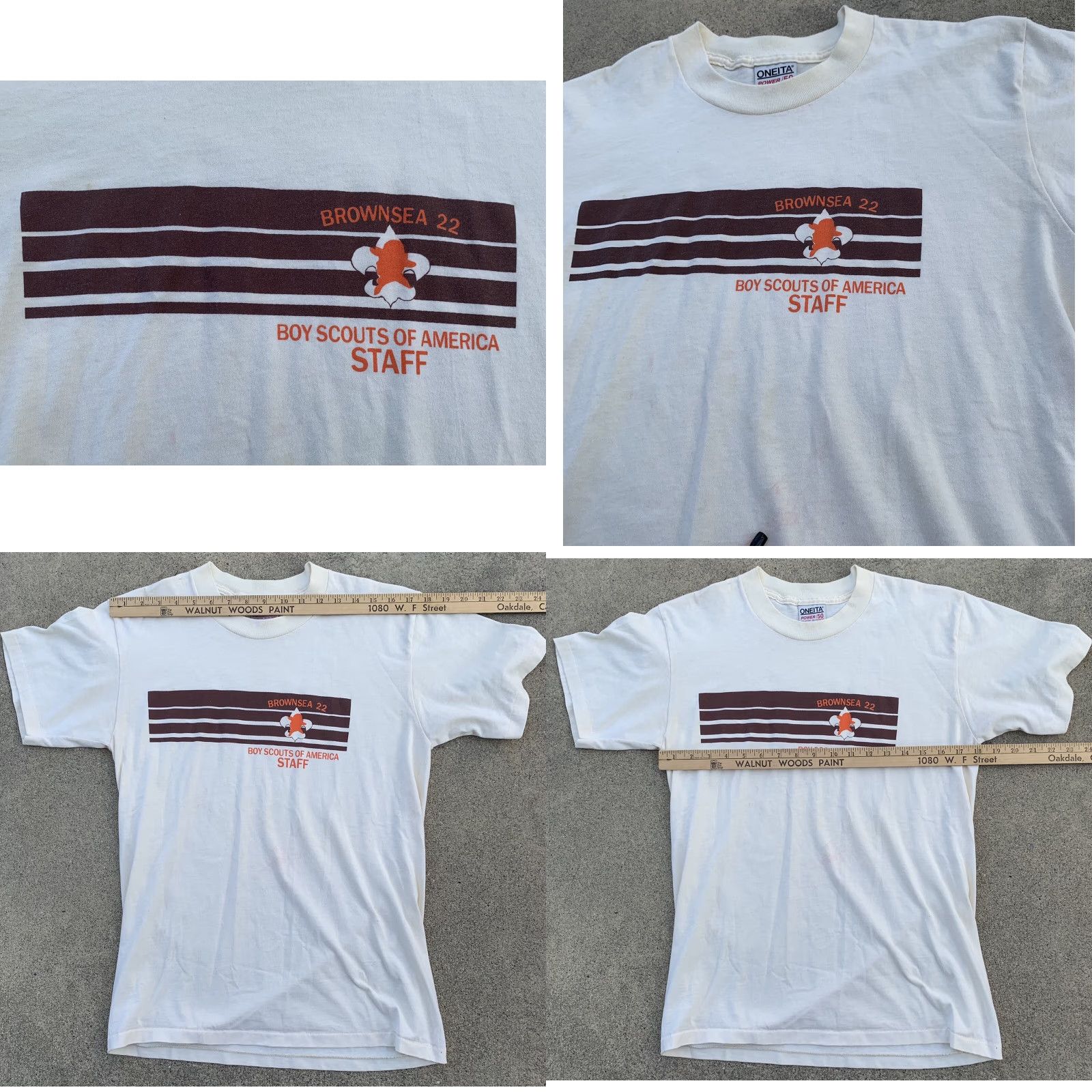 Vintage VINTAGE BROWNSEA 22 Boy Scouts of America Staff t-shirt L Men's Ivory Graphic Tee Short Sleeve 50/50 Made in USA Size US L / EU 52-54 / 3 - 8 Thumbnail