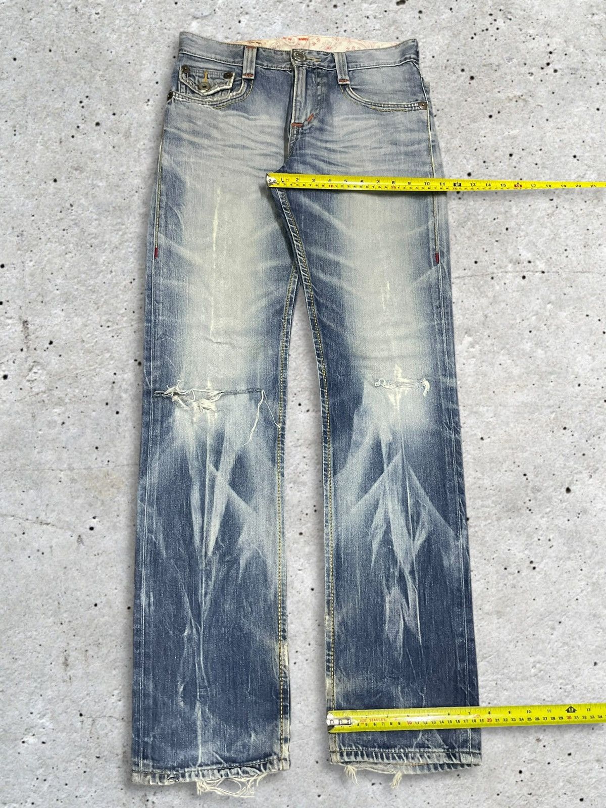 Edwin Edwin BlueTrip Tokyo Japan Crazy Bleach Whisker Ripped Jeans Size US 31 - 16 Thumbnail