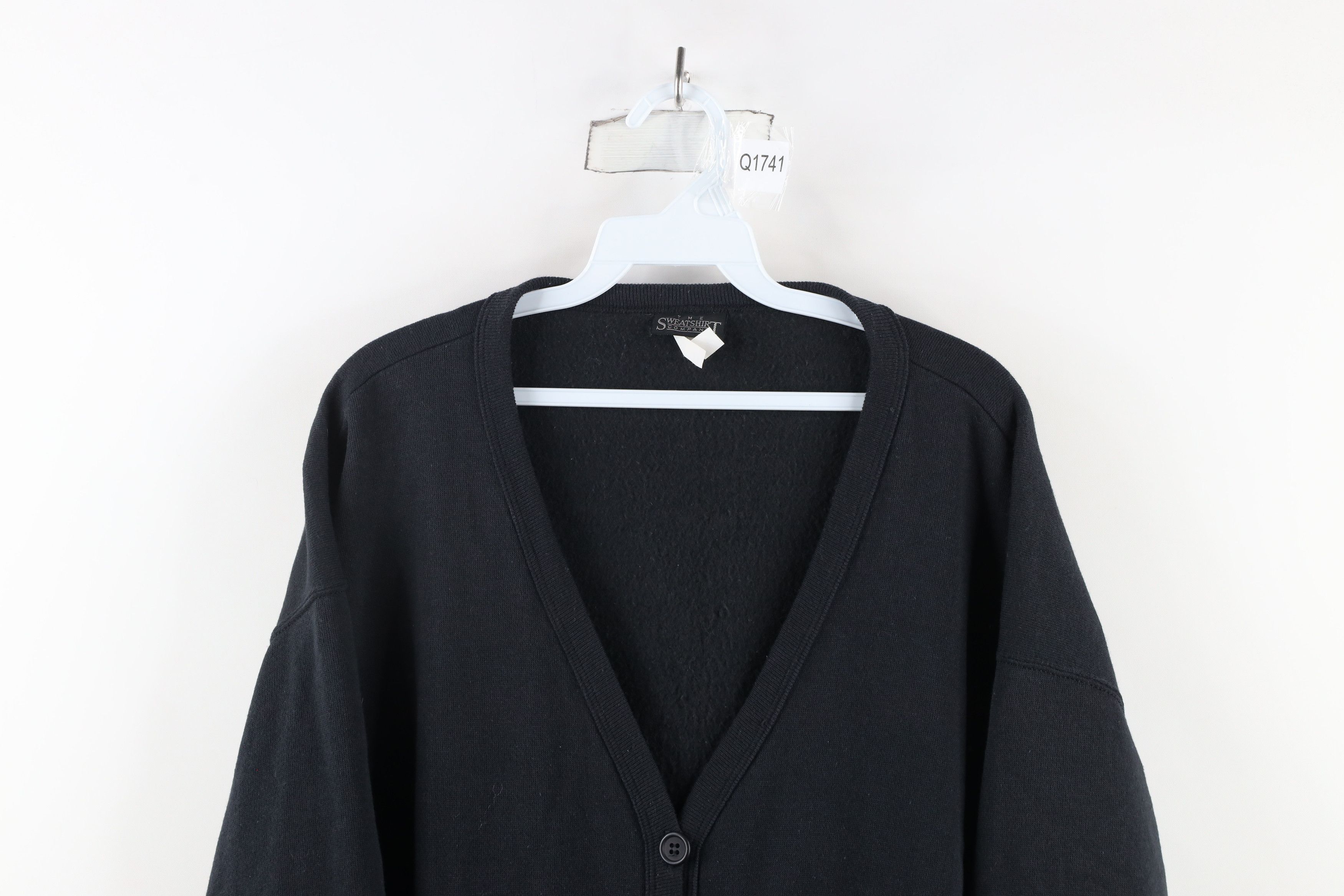 Vintage Vintage 90s Streetwear Button Cardigan Sweatshirt Black USA Size XL / US 12-14 / IT 48-50 - 2 Thumbnail