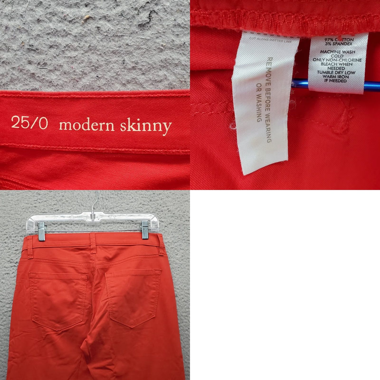 Loft LOFT Ann Taylor Jeans Womens Red Denim Low Rise Stretch Skinny Leg Size 0 Size 25" / US 0 / IT 36 - 8 Thumbnail
