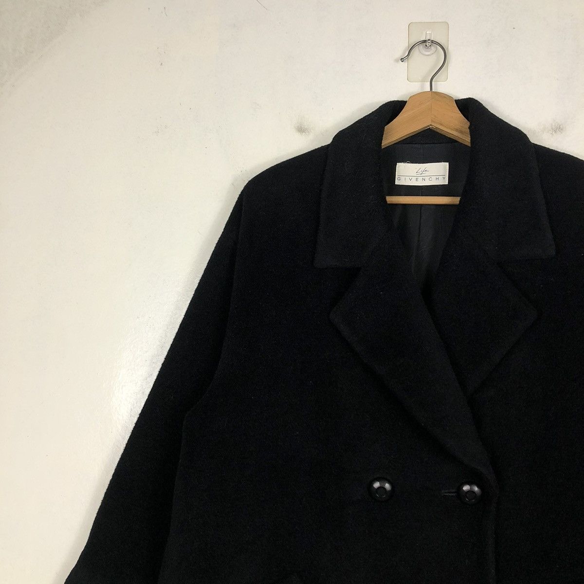 Designer × Givenchy × Vintage 📌RICH BLACK DOUBLE COLLAR WOOL LONG JACKET GIVENCHY Size US M / EU 48-50 / 2 - 9 Thumbnail