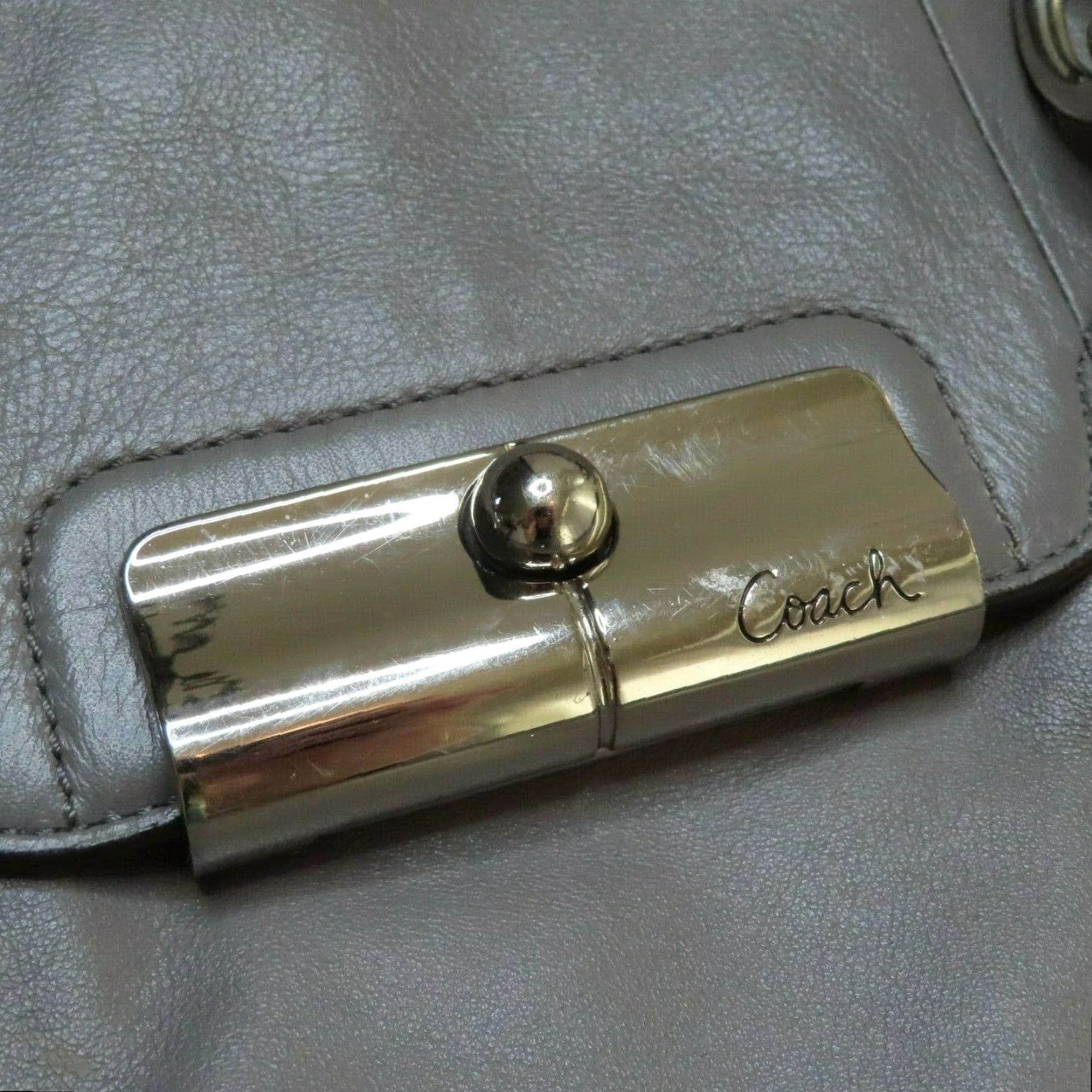 Coach Coach Kristin Shoulder Bag Purse Gray Leather Women's Poppy Line E1126-18277 Designer Handbag with Inner Pockets Size ONE SIZE - 2 Thumbnail