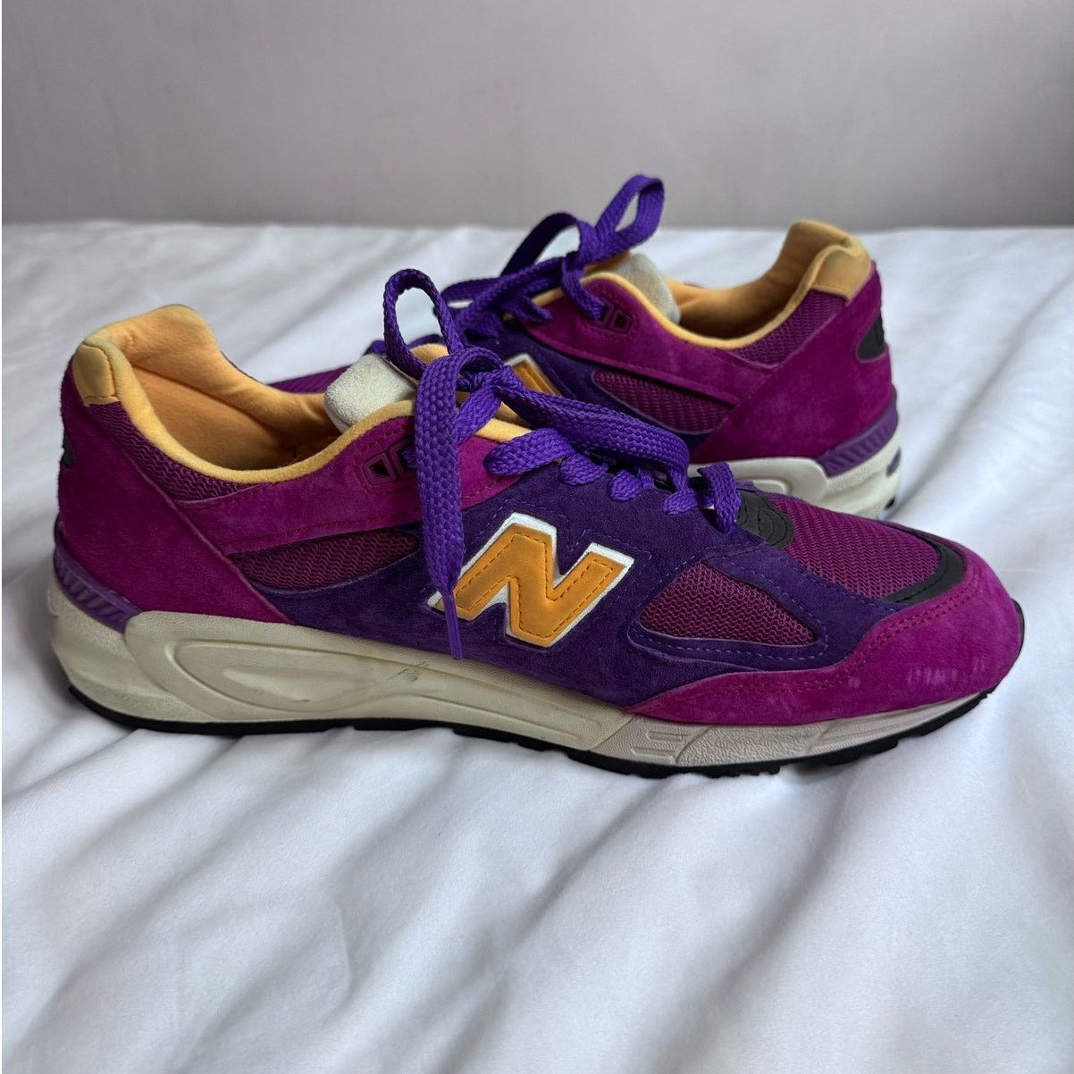 New Balance New Balance 990v2 Teddy Santis Purple Yellow USA Men 10.5 Size US 11 / EU 44 - 3 Thumbnail