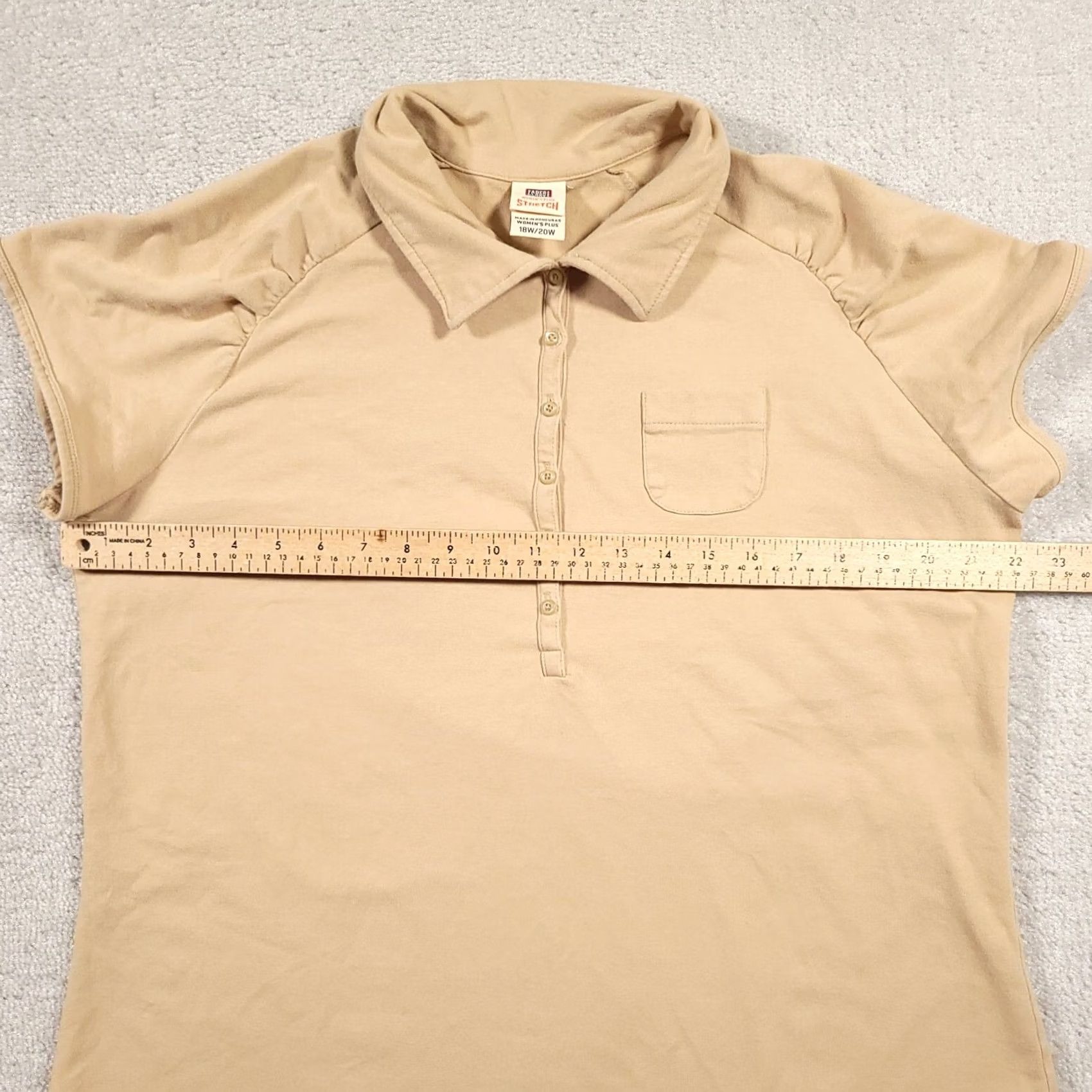 Faded Glory VINTAGE Faded Glory Polo Shirt Women's 18W Polo Short Sleeve Beige Slim Fit Stretch Cap Sleeve Size XXL / US 16-18 / IT 52-54 - 5 Thumbnail