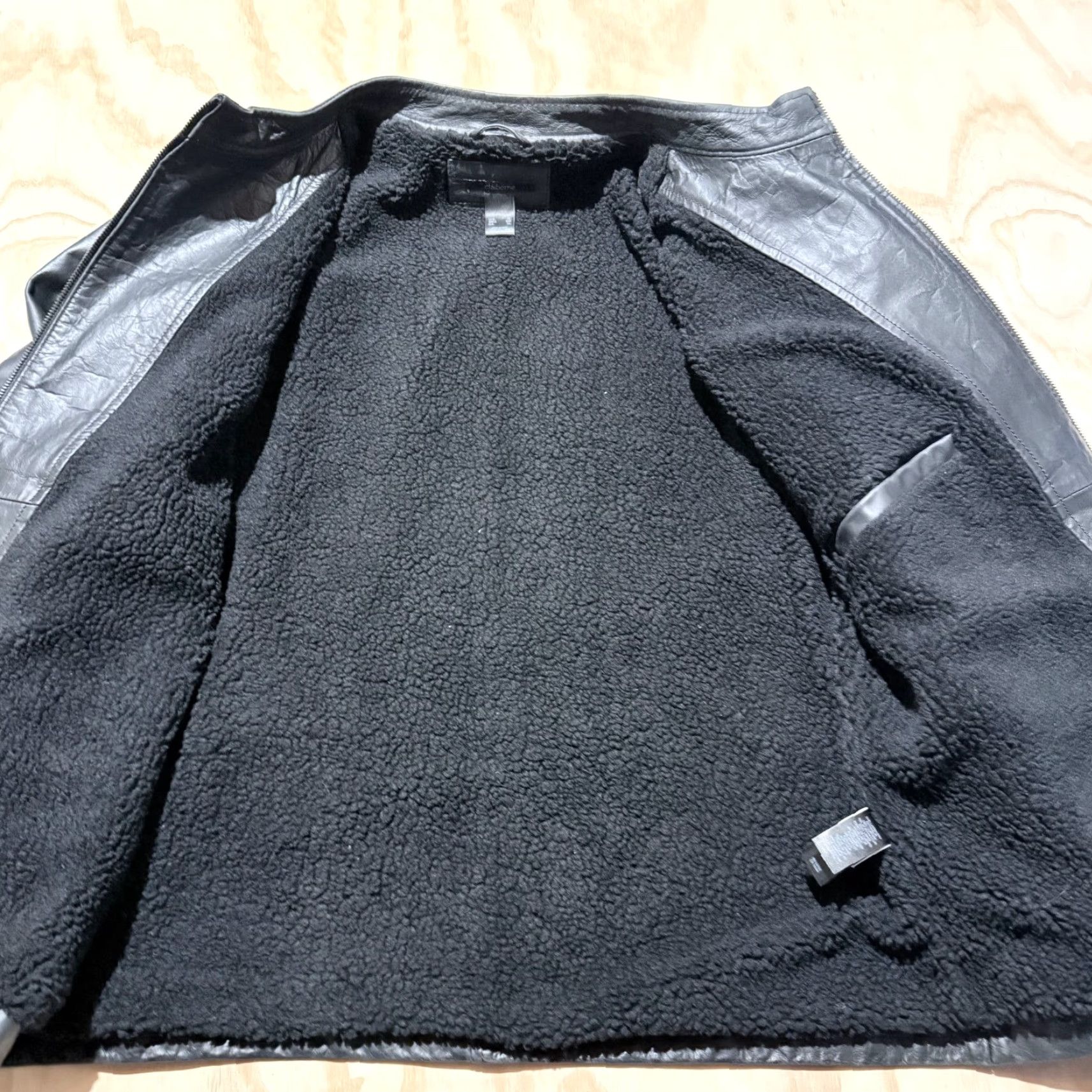 Vintage VINTAGE Claiborne Leather Racer Jacket Black Sherpa Lined Men XL Stand Collar Jacket - Casual, Zipper, Biker Style Size US XL / EU 56 / 4 - 2 Thumbnail