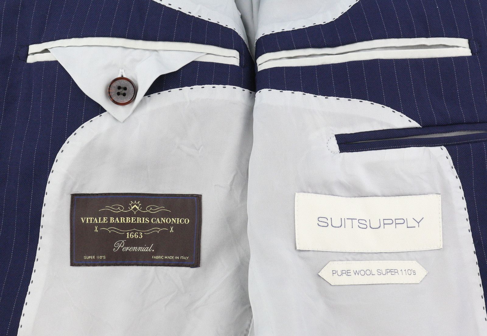 Suitsupply LAZIO UK32R Blue Wool Slim Pinstriped Blazer 85713 Size 34S - 8 Thumbnail