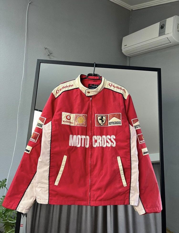 image of Formula Uno x Nascar Vintage Ferrari Vodafone Jacket Bomber Red Bull F1, Men's (Size XL)