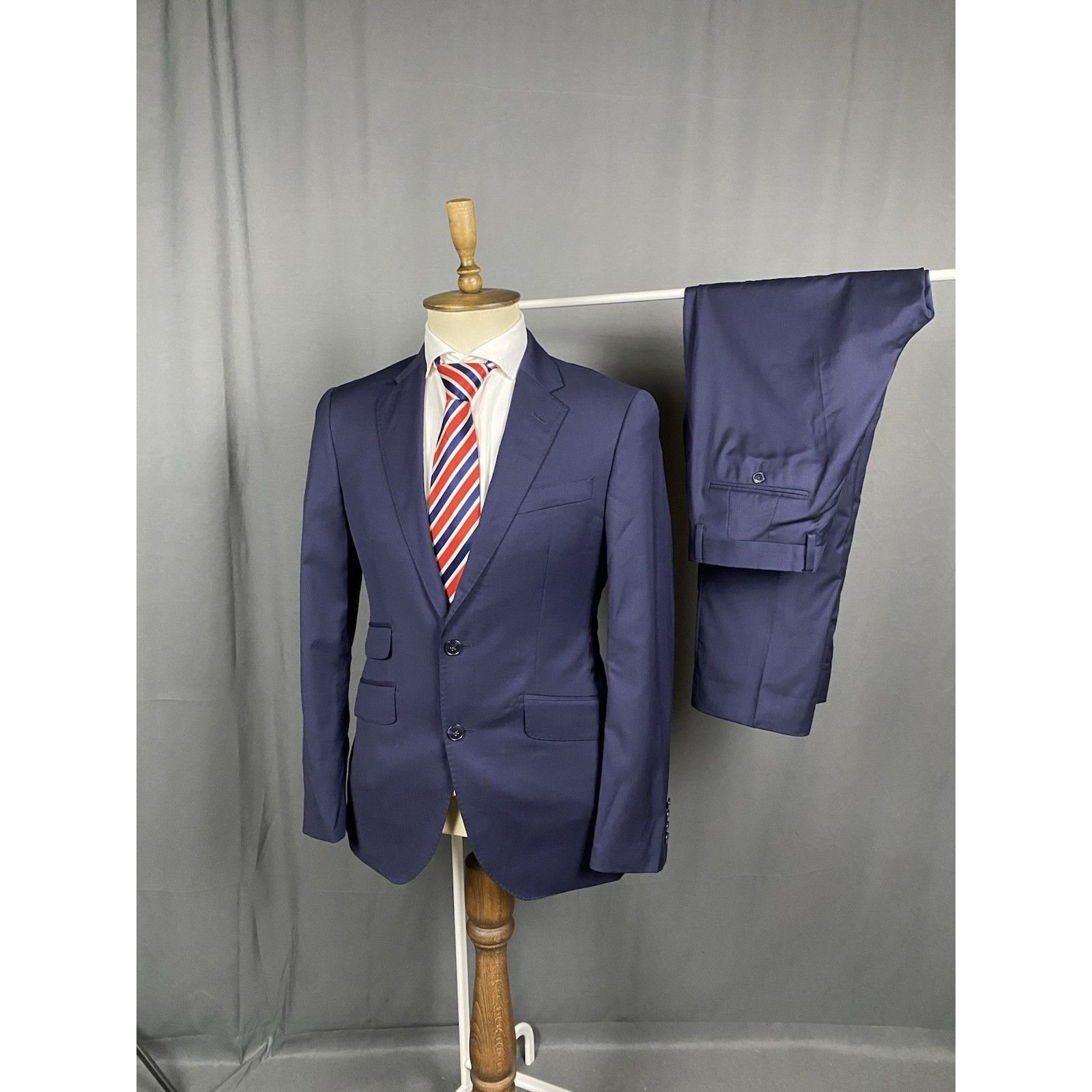 Hackett Hackett RECENT Men`s Blue Slim Fit Wool 2 Piece Suit Size 38 Size 38R - 4 Thumbnail