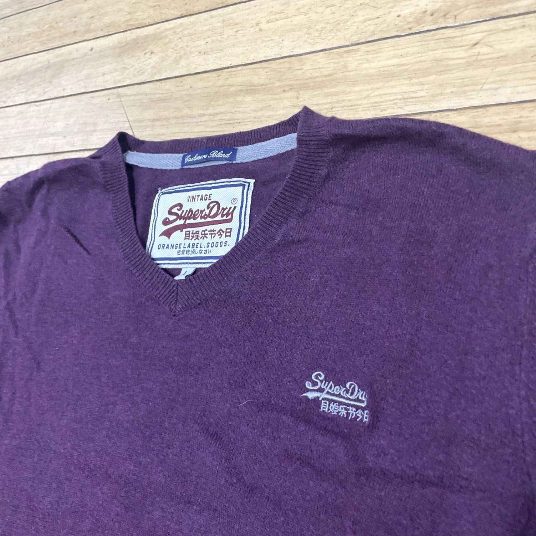 Superdry SUPERDRY Sweater Men L Maroon Red Cashmere Blend VNeck Pullover Logo Streetwear Size US L / EU 52-54 / 3 - 4 Thumbnail